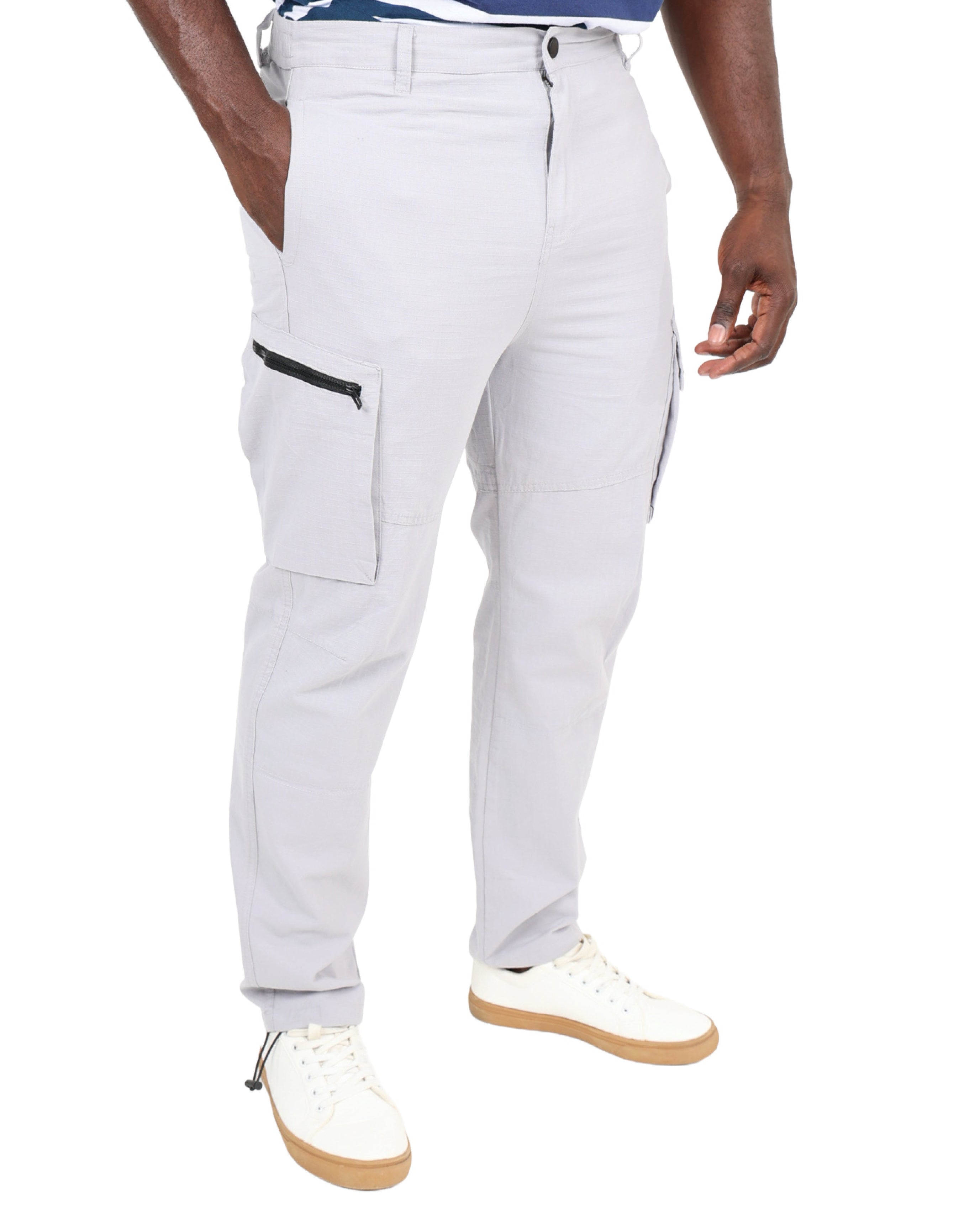 Grey Rip Stop Zipped Cargo Pants