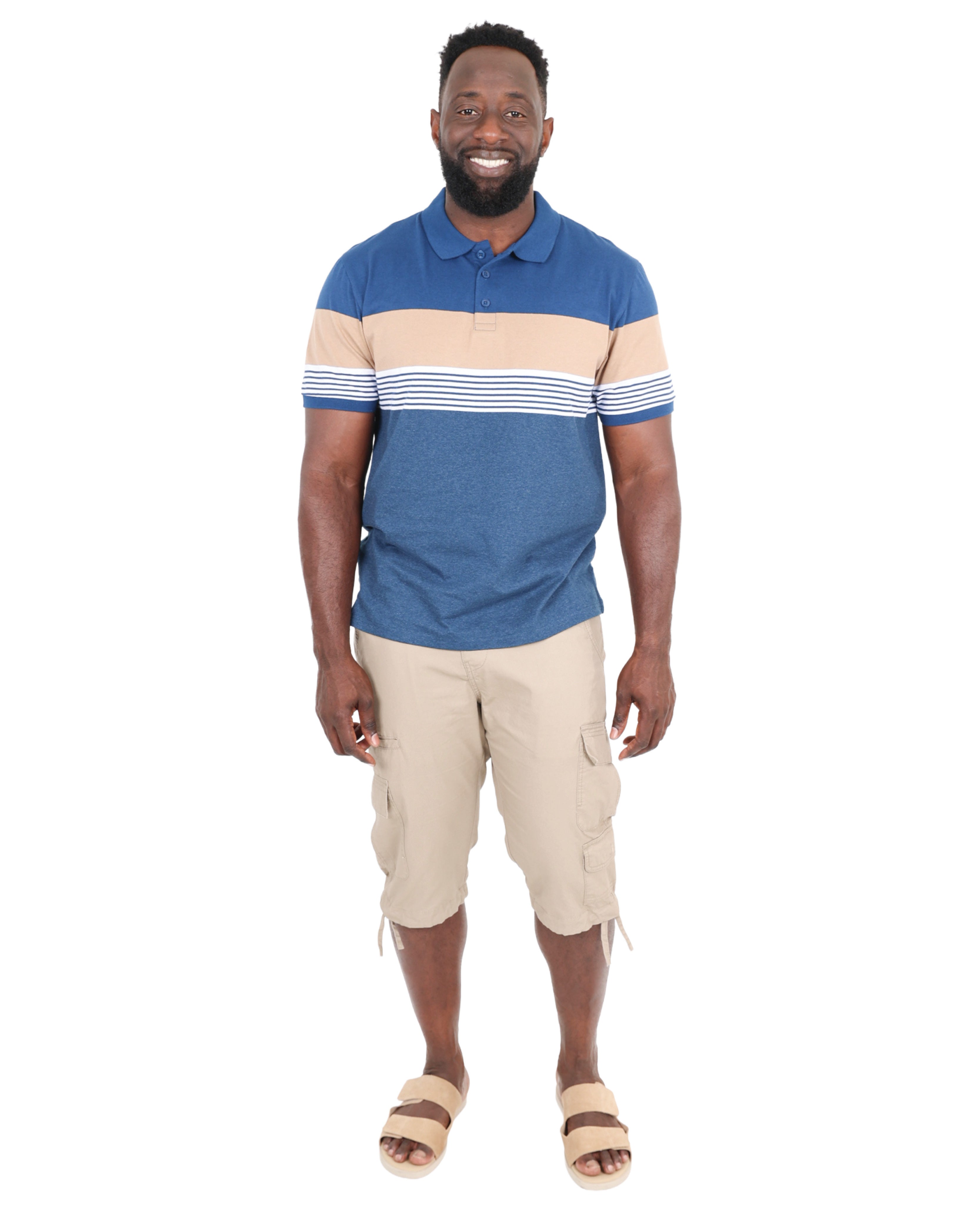 Short Sleeve Teal Stripe Yarn-dyed Golfer