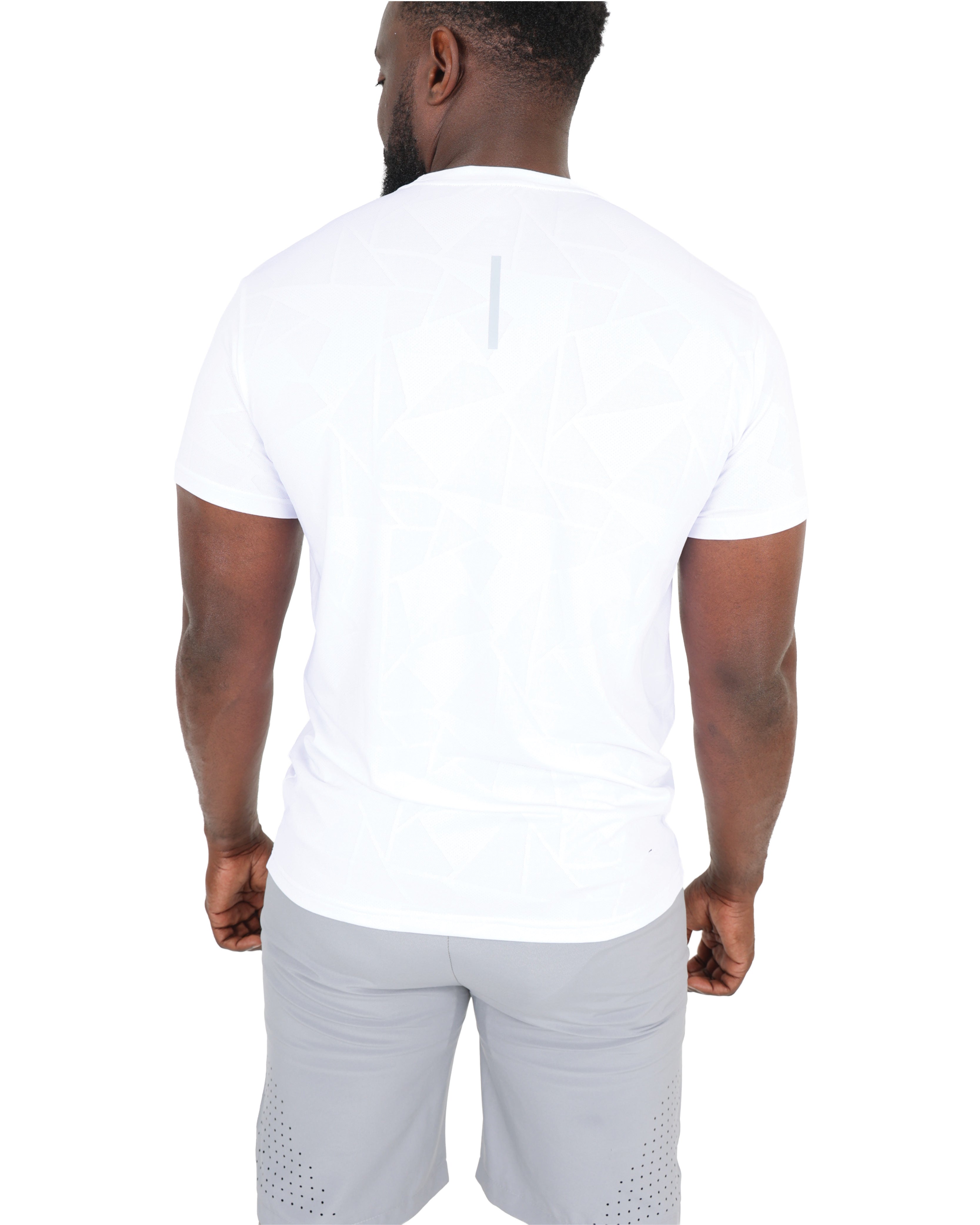 Short Sleeve White Geometric Print Active T-Shirt