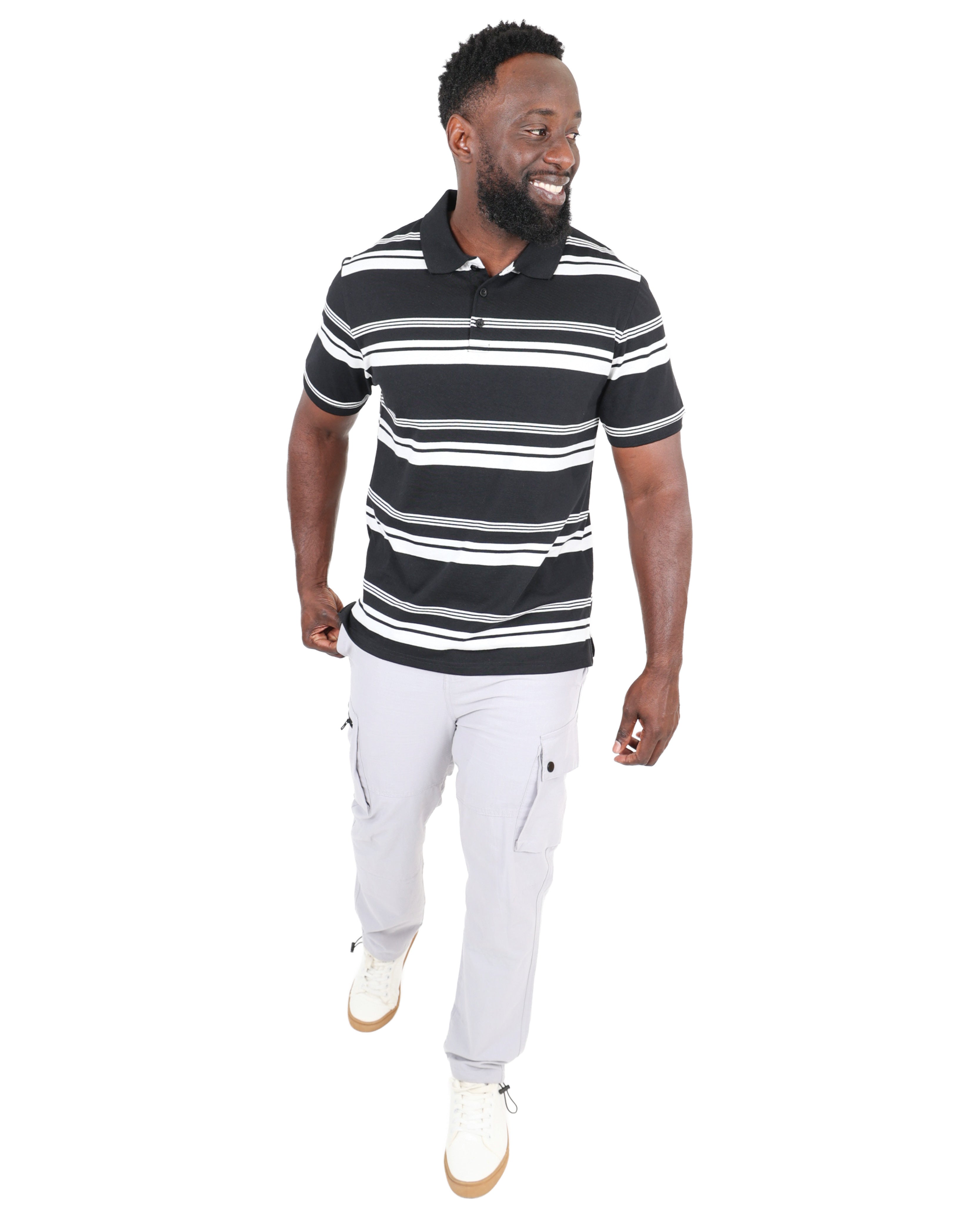 Short Sleeve Black Stripe Yarn-dyed Golfer