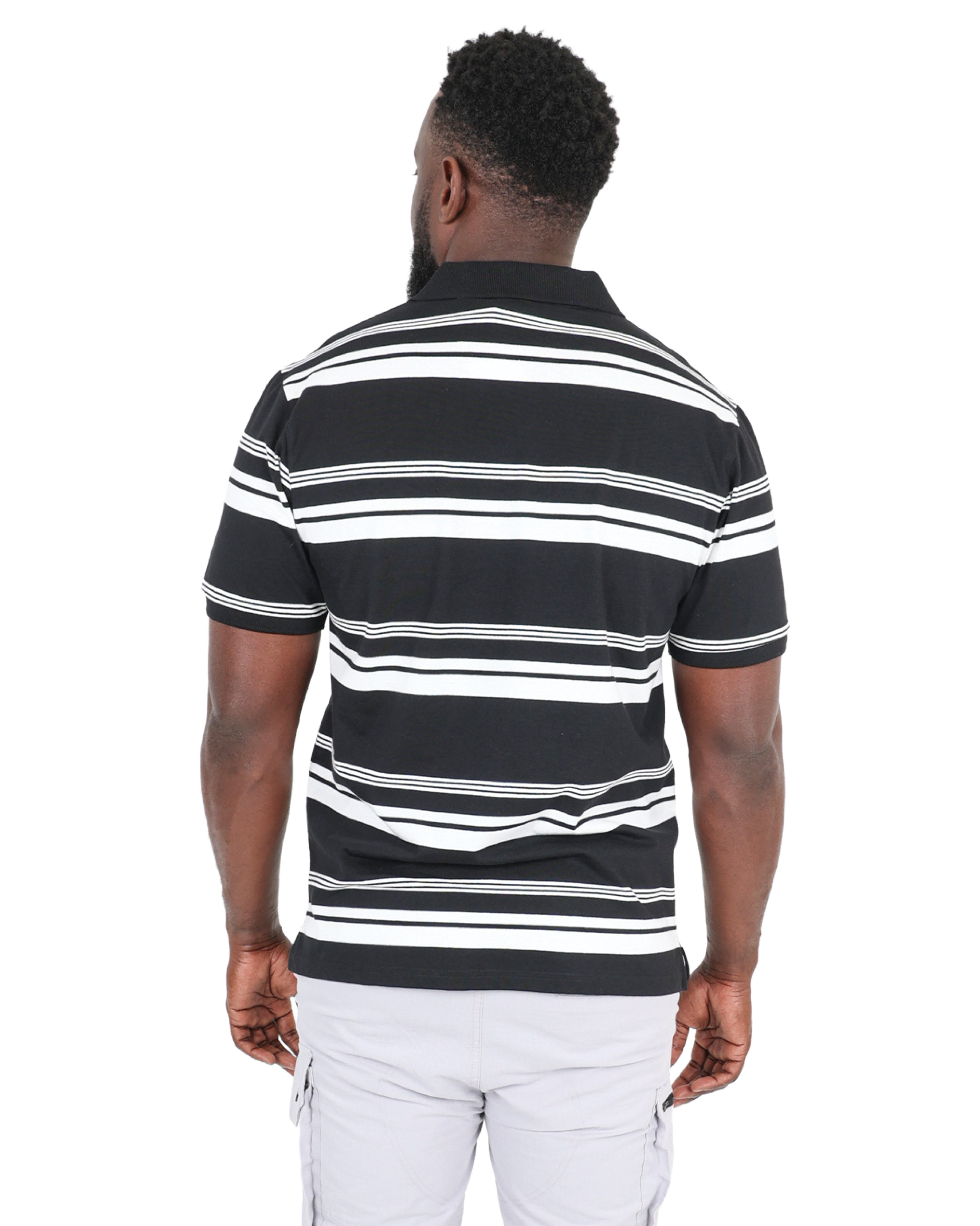 Short Sleeve Black Stripe Yarn-dyed Golfer