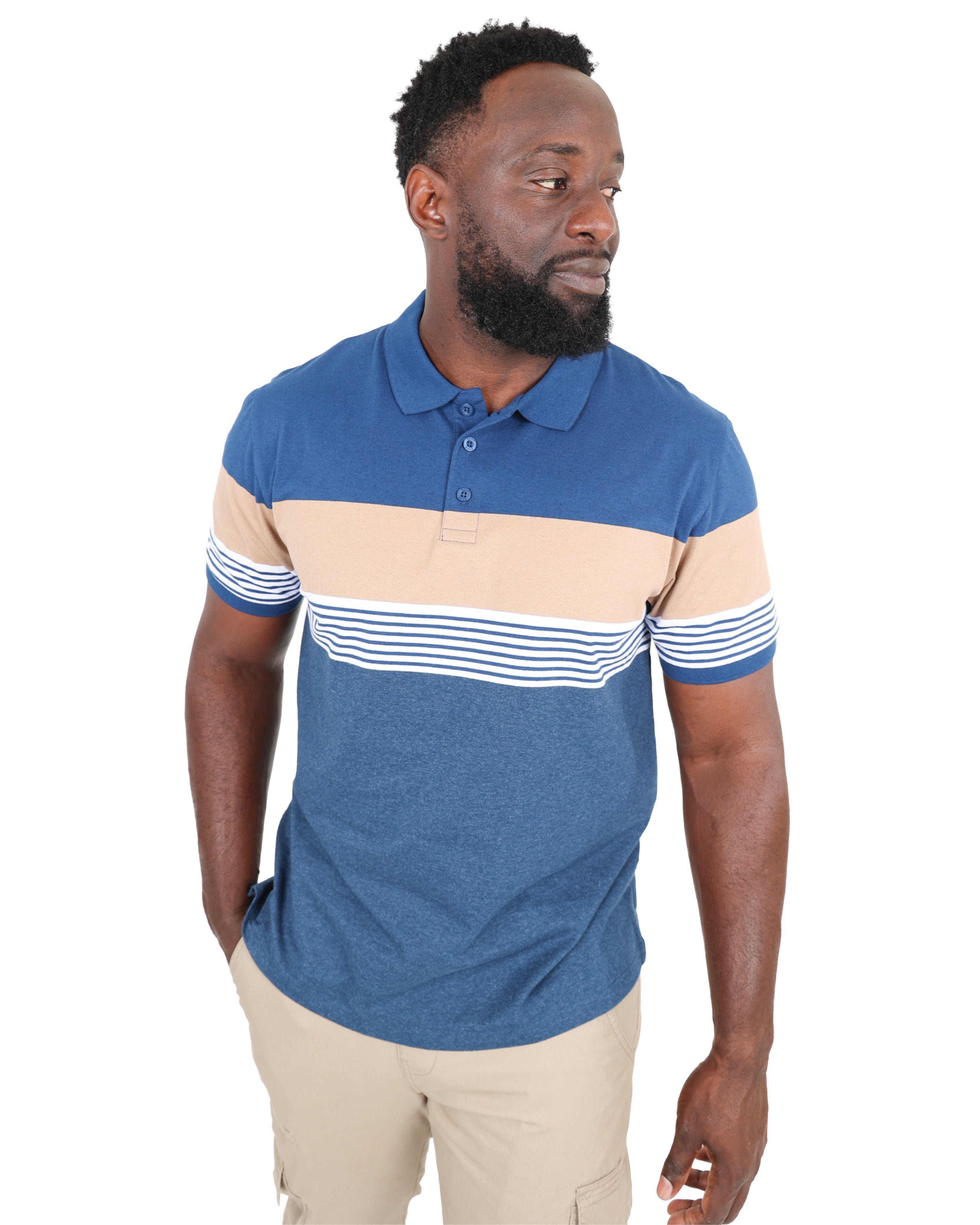 Short Sleeve Teal Stripe Yarn-dyed Golfer