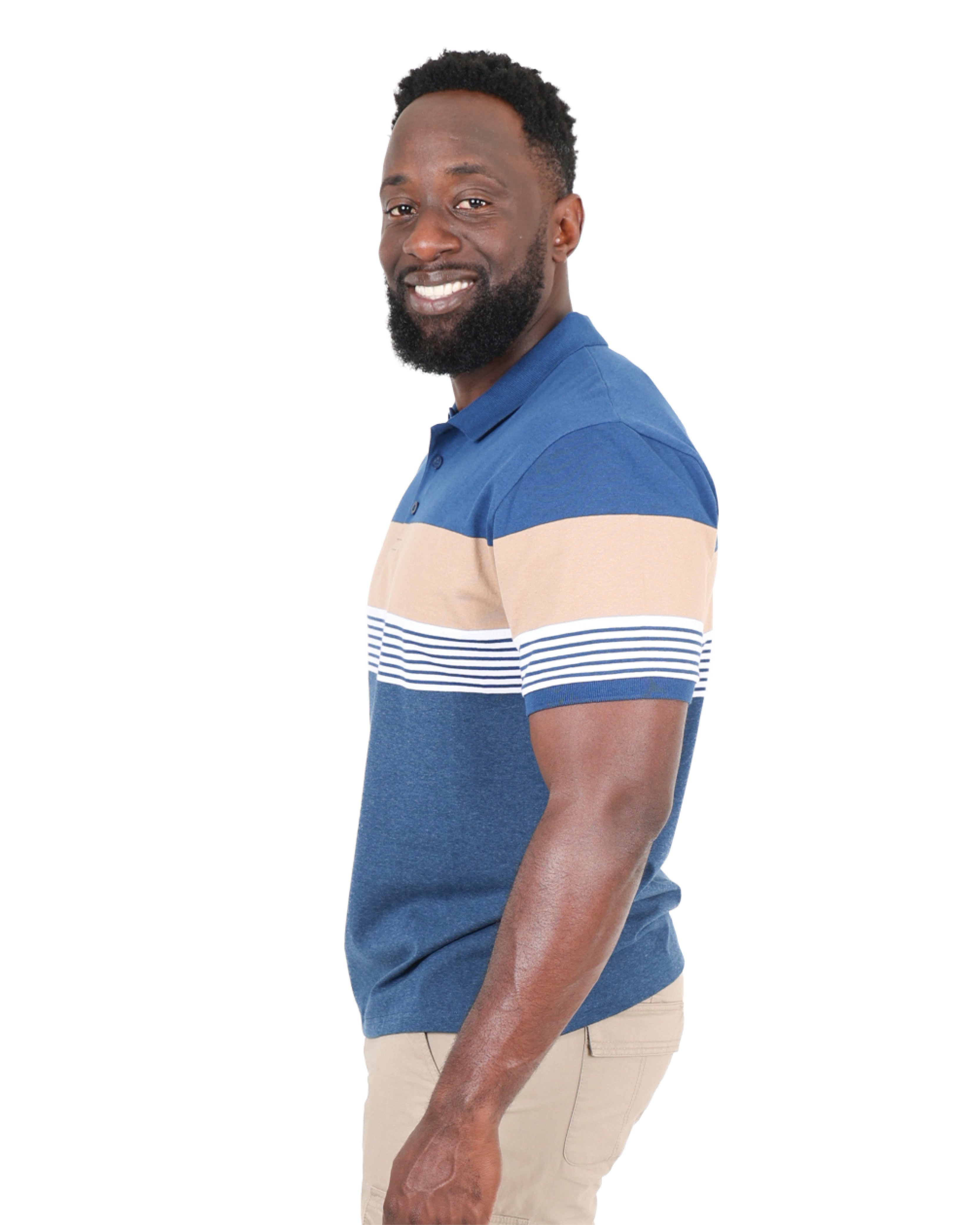 Short Sleeve Teal Stripe Yarn-dyed Golfer