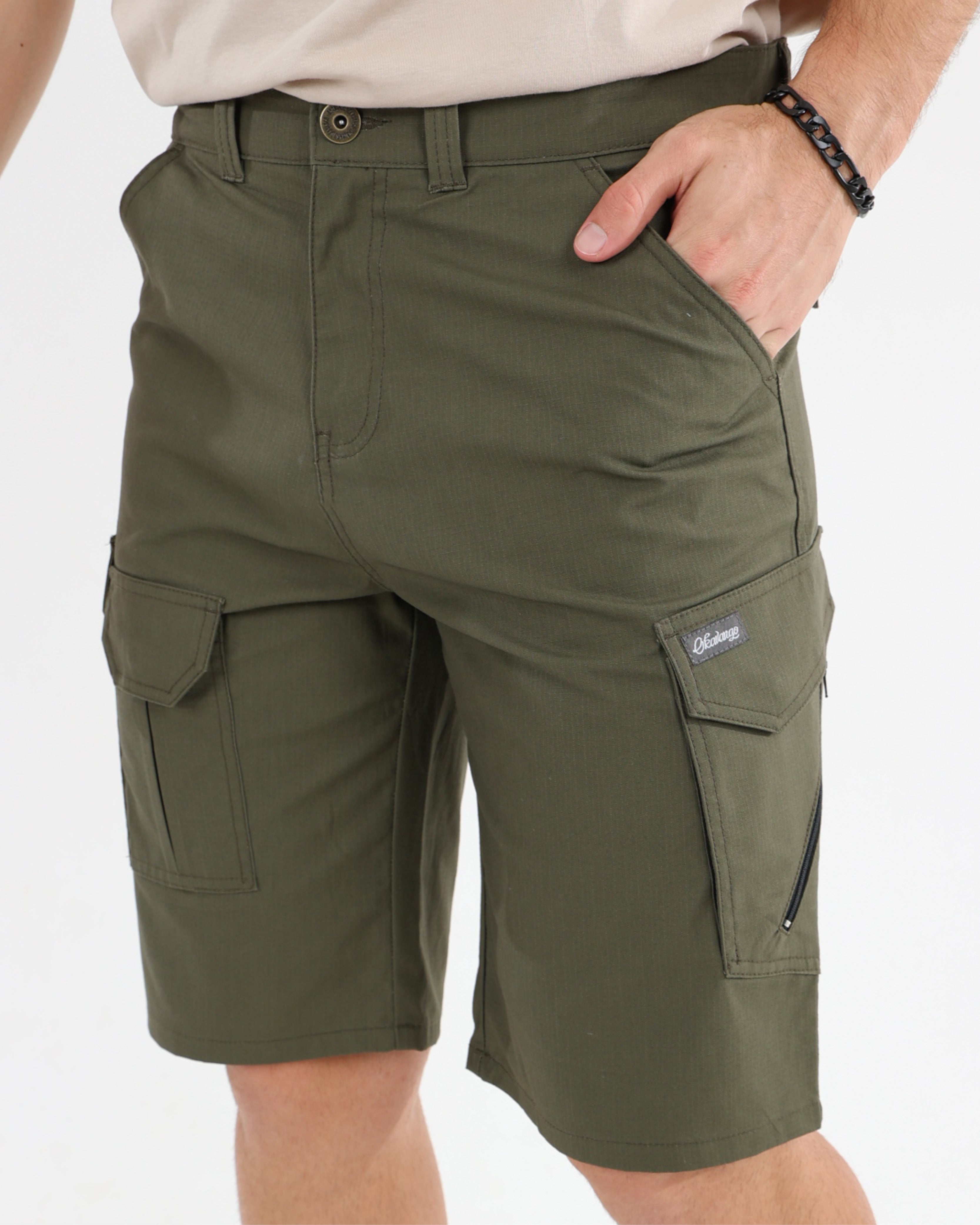 Multi Pocket Olive Stretch Cargo Shorts
