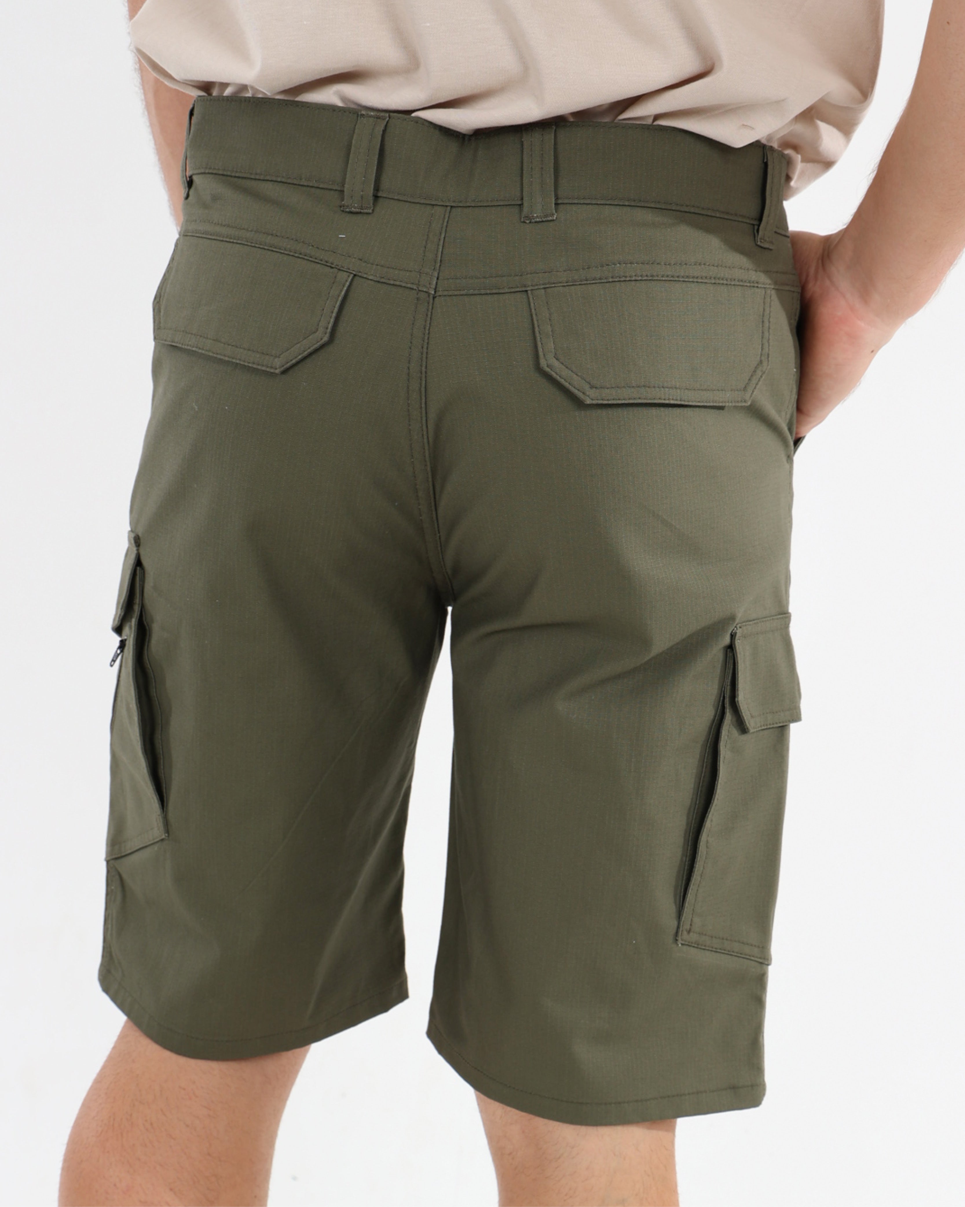 Multi Pocket Olive Stretch Cargo Shorts