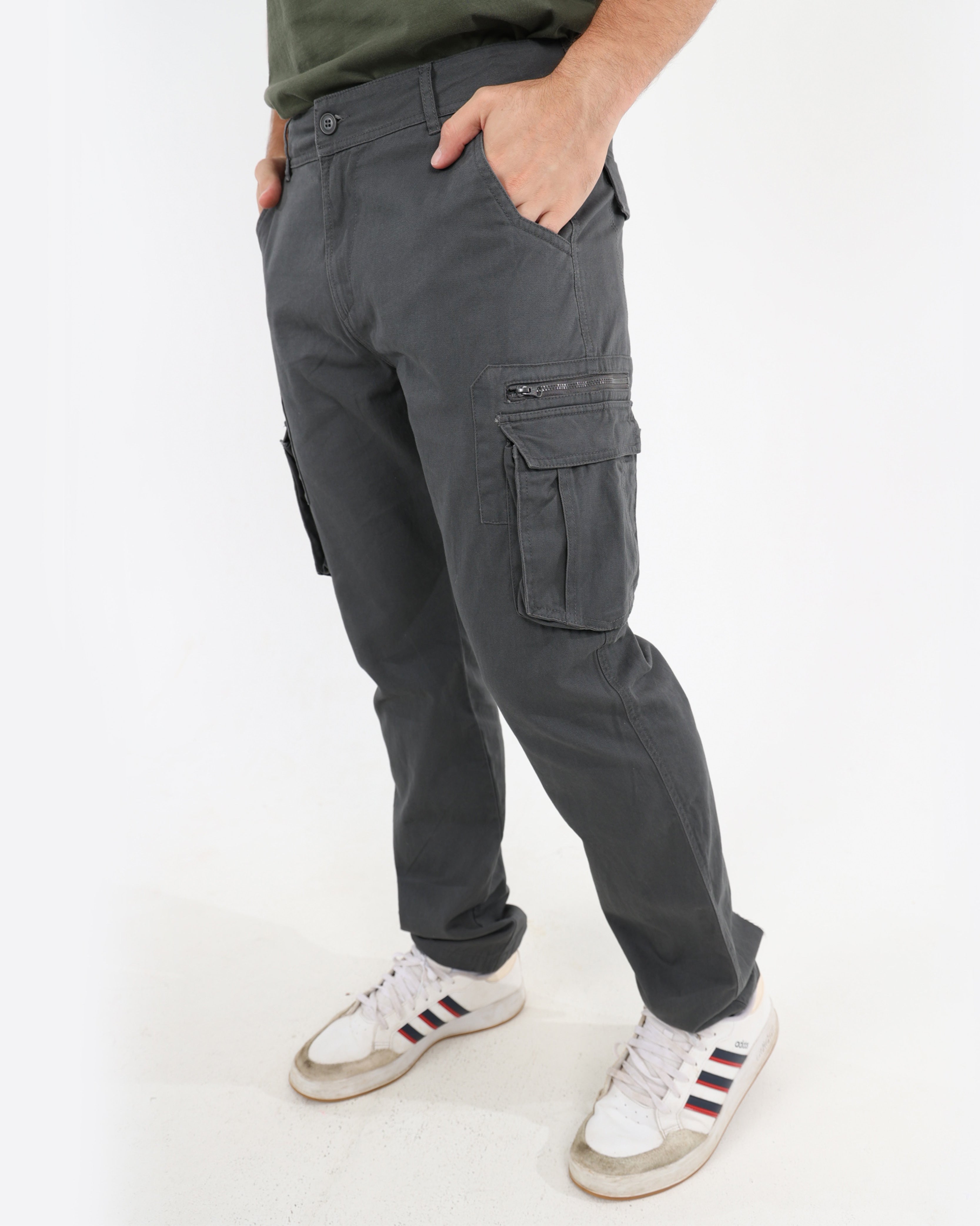 Charcoal Twill Outdoor Cargo Pants