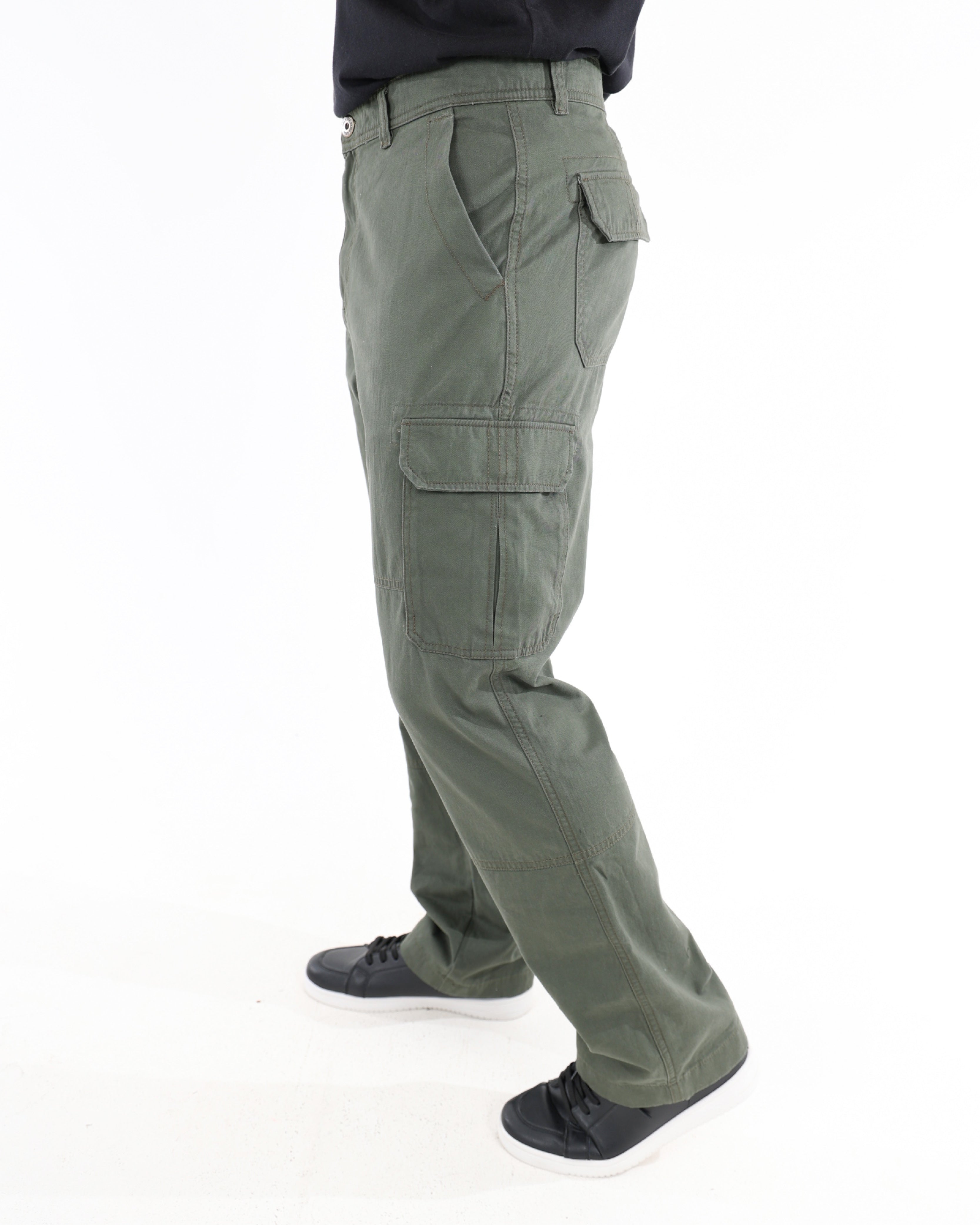 Dark Olive Cotton Cargo Pants
