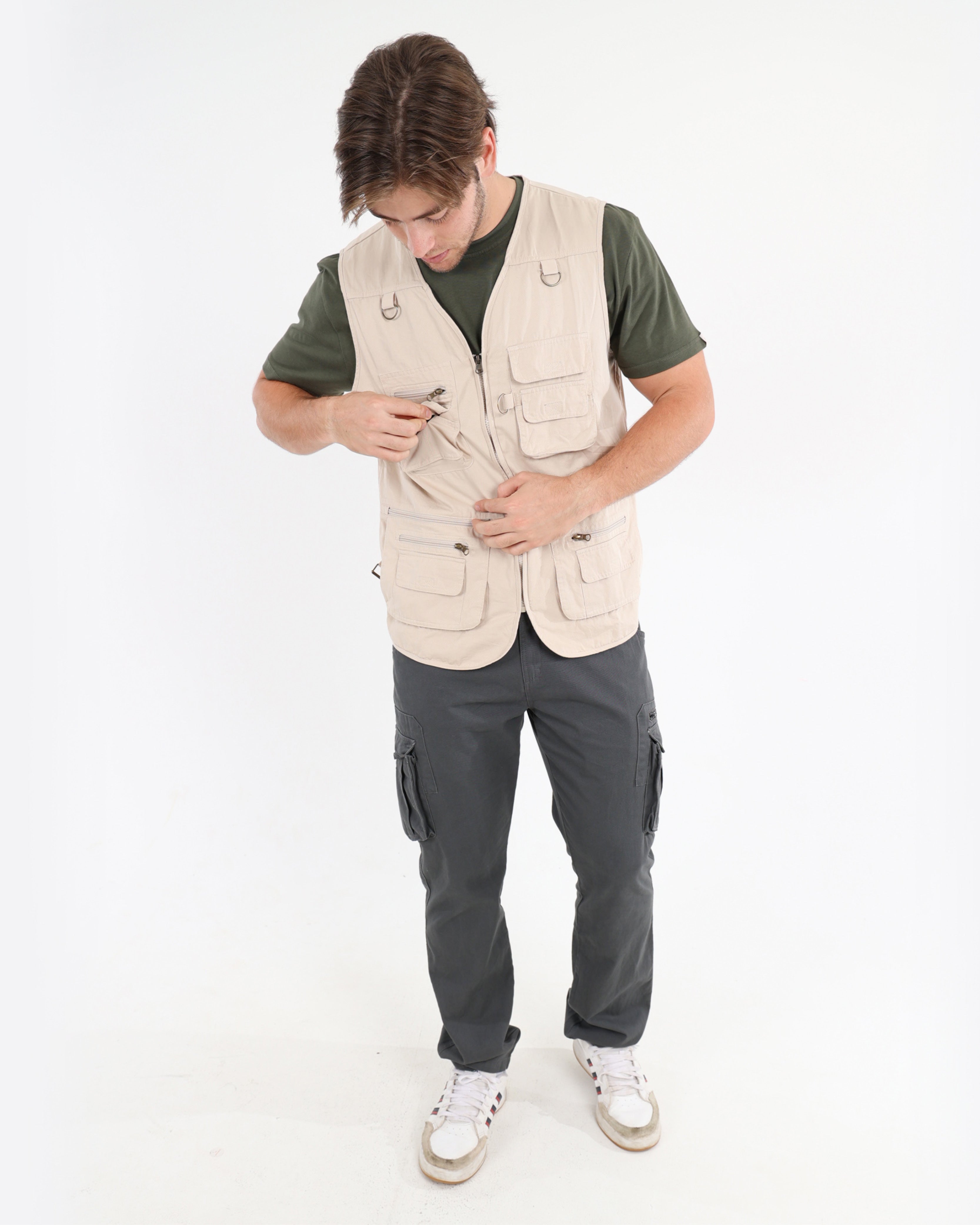 Sleeveless Stone Multi Pocket Fishing Jacket