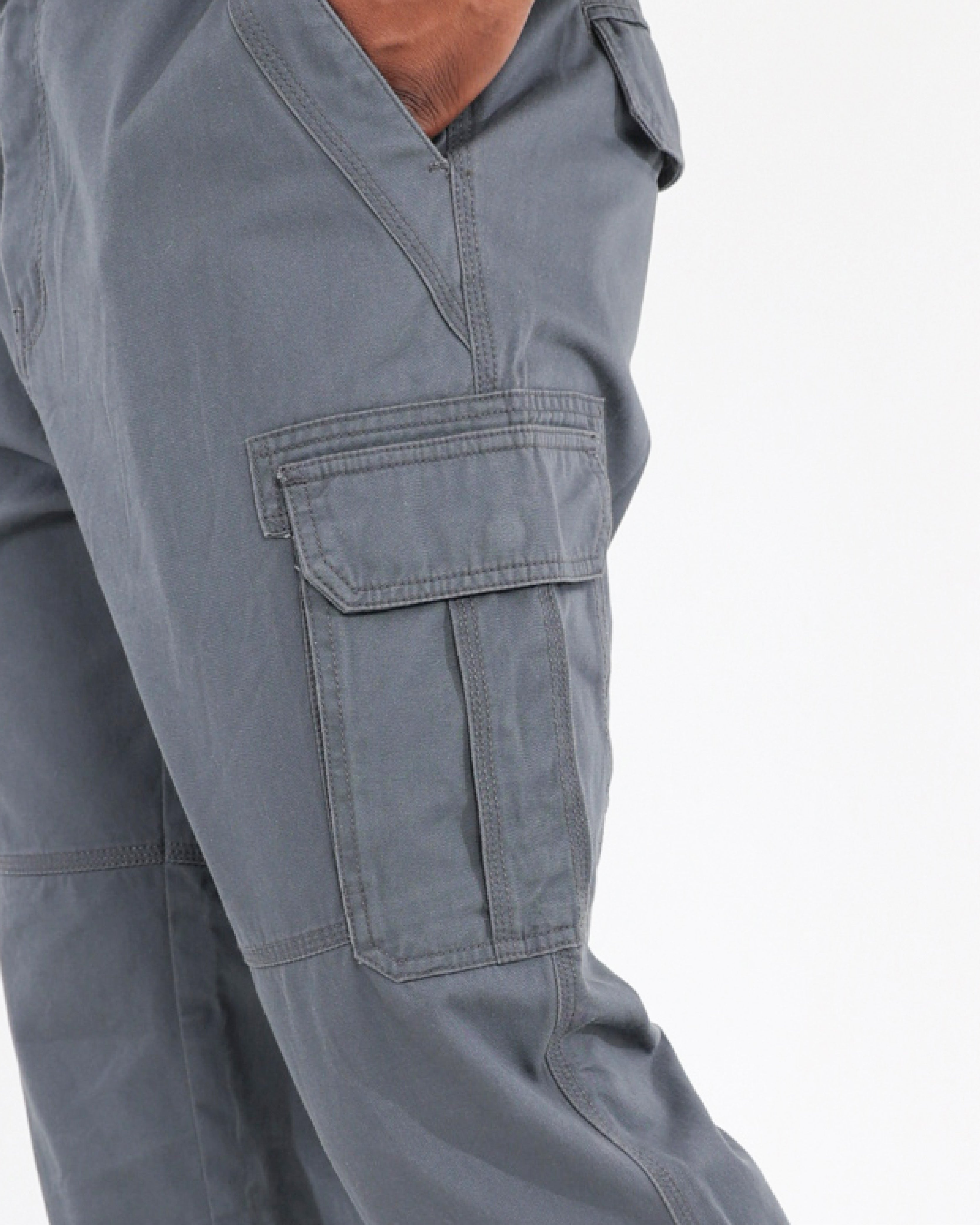 Grey Cotton Cargo Pants