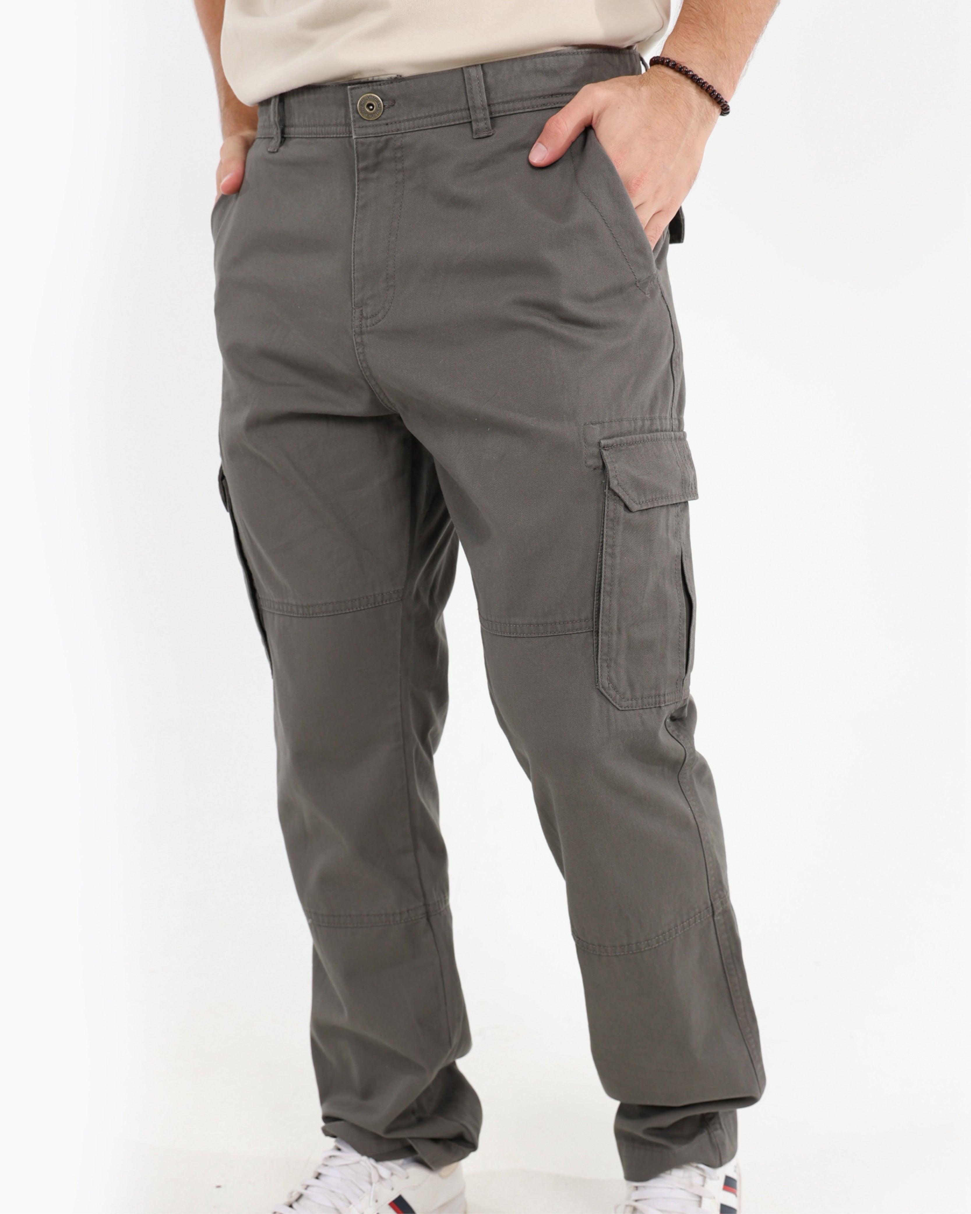 Taupe Cotton Cargo Pants