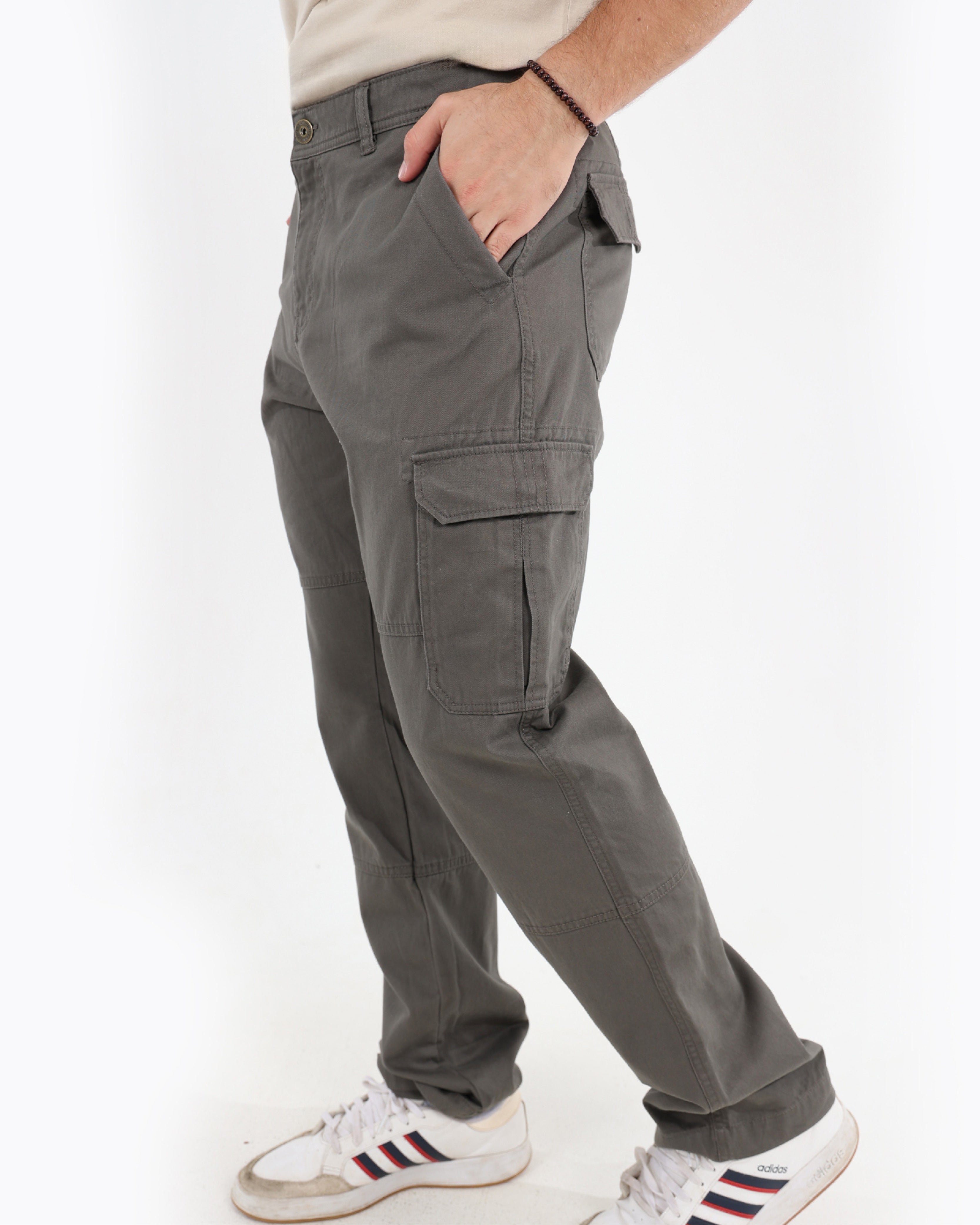 Taupe Cotton Cargo Pants