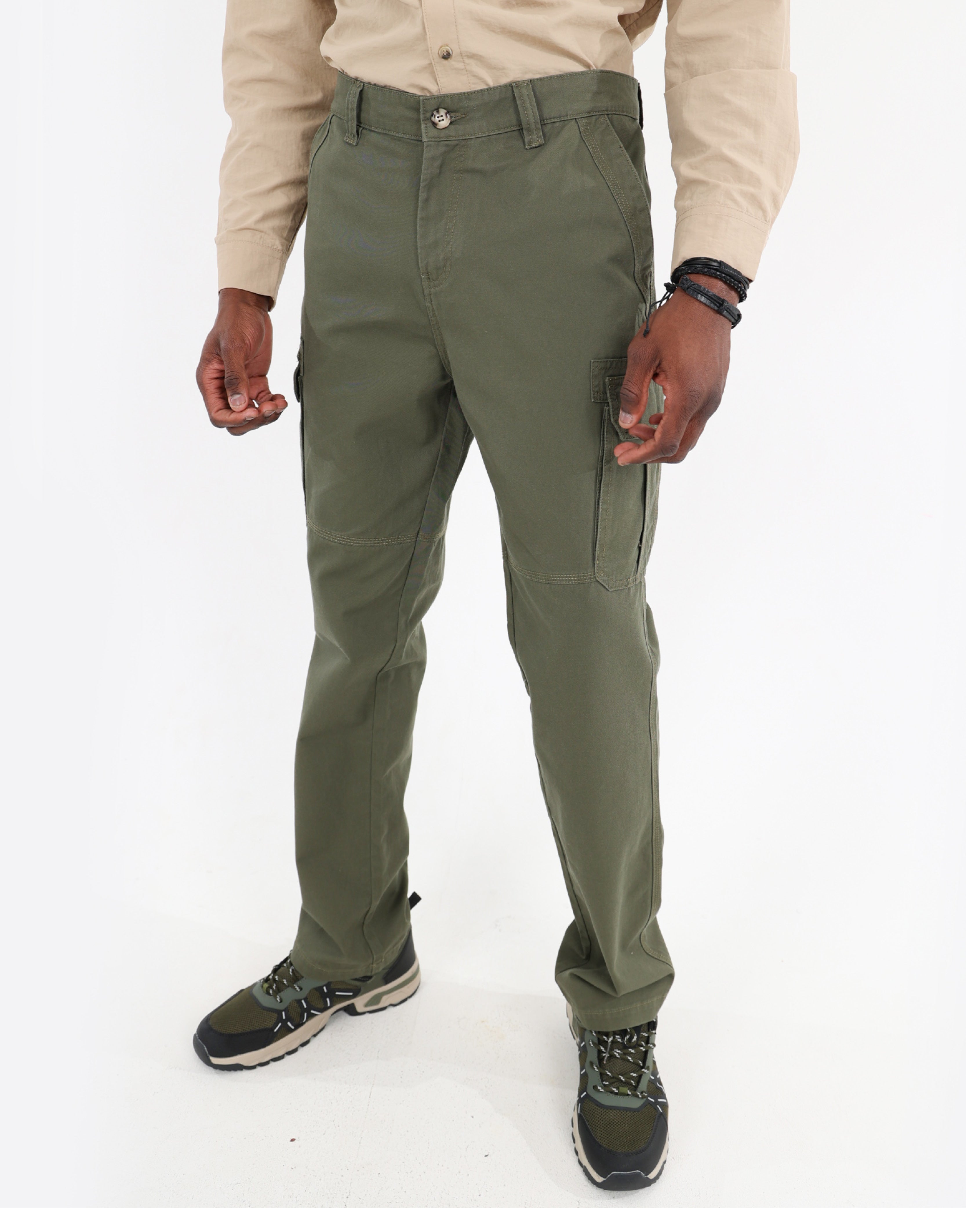 Olive Cotton Cargo Pants