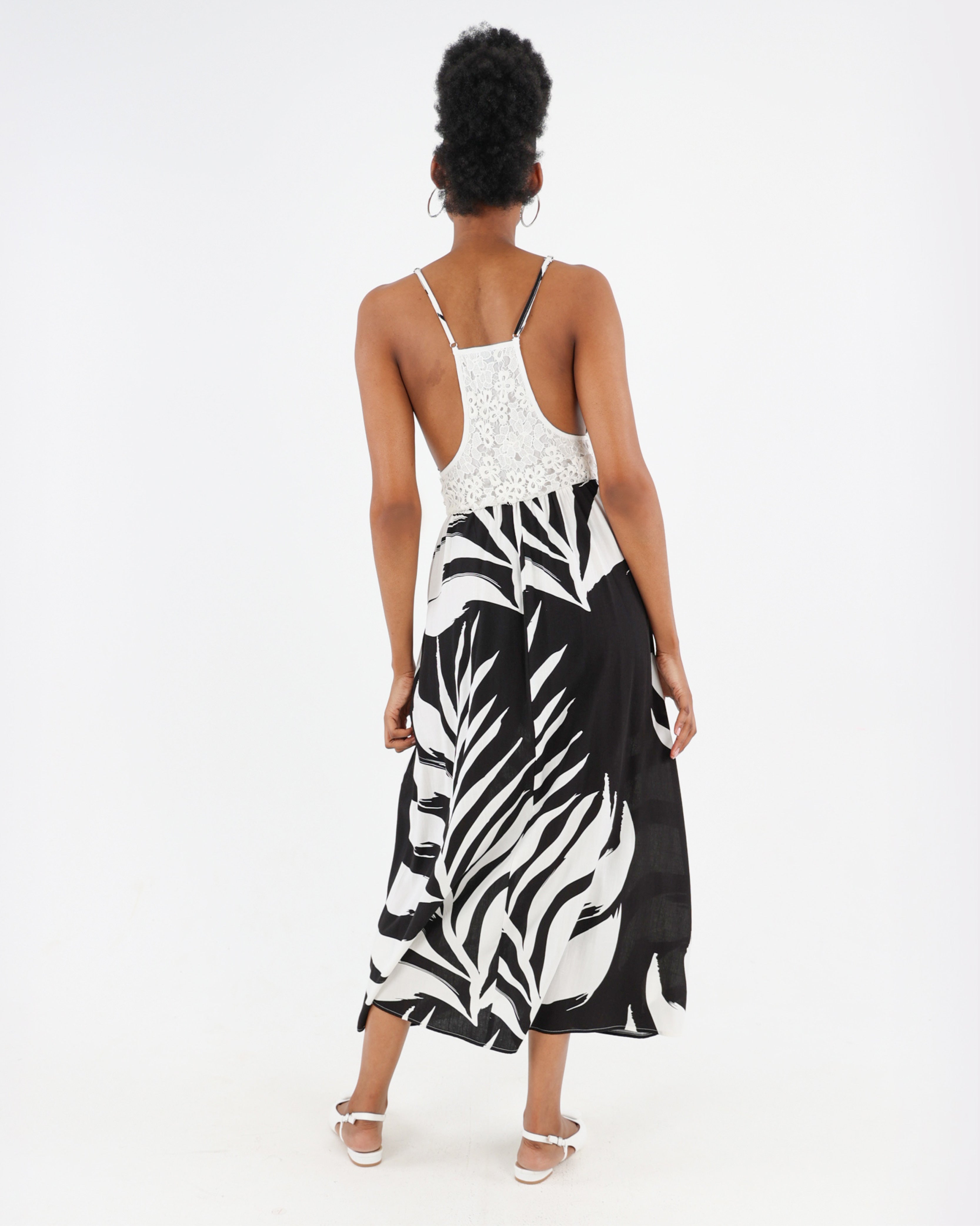 Strappy Monochrome Print Maxi Dress