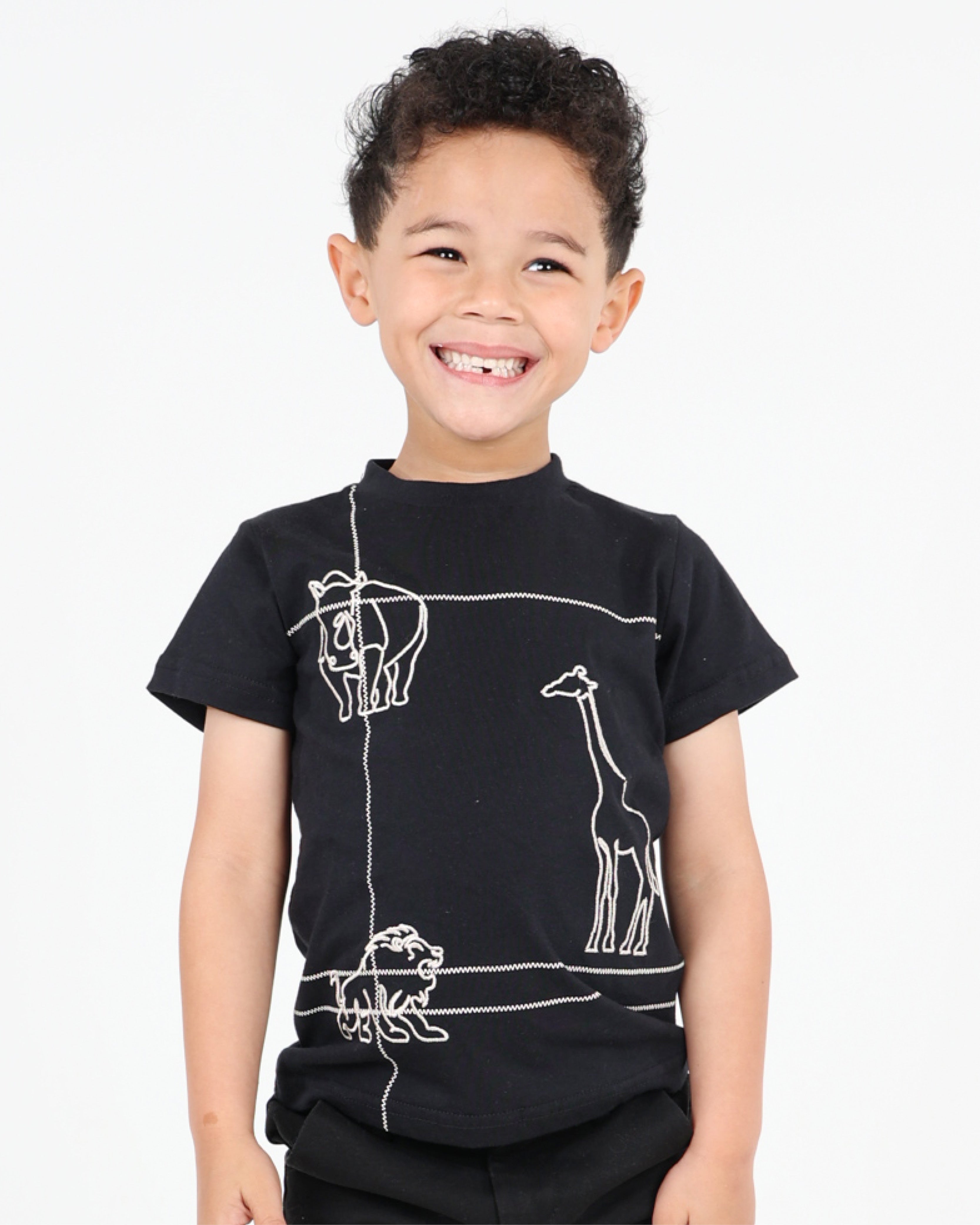 Short Sleeve Animal Embroidered T-Shirt