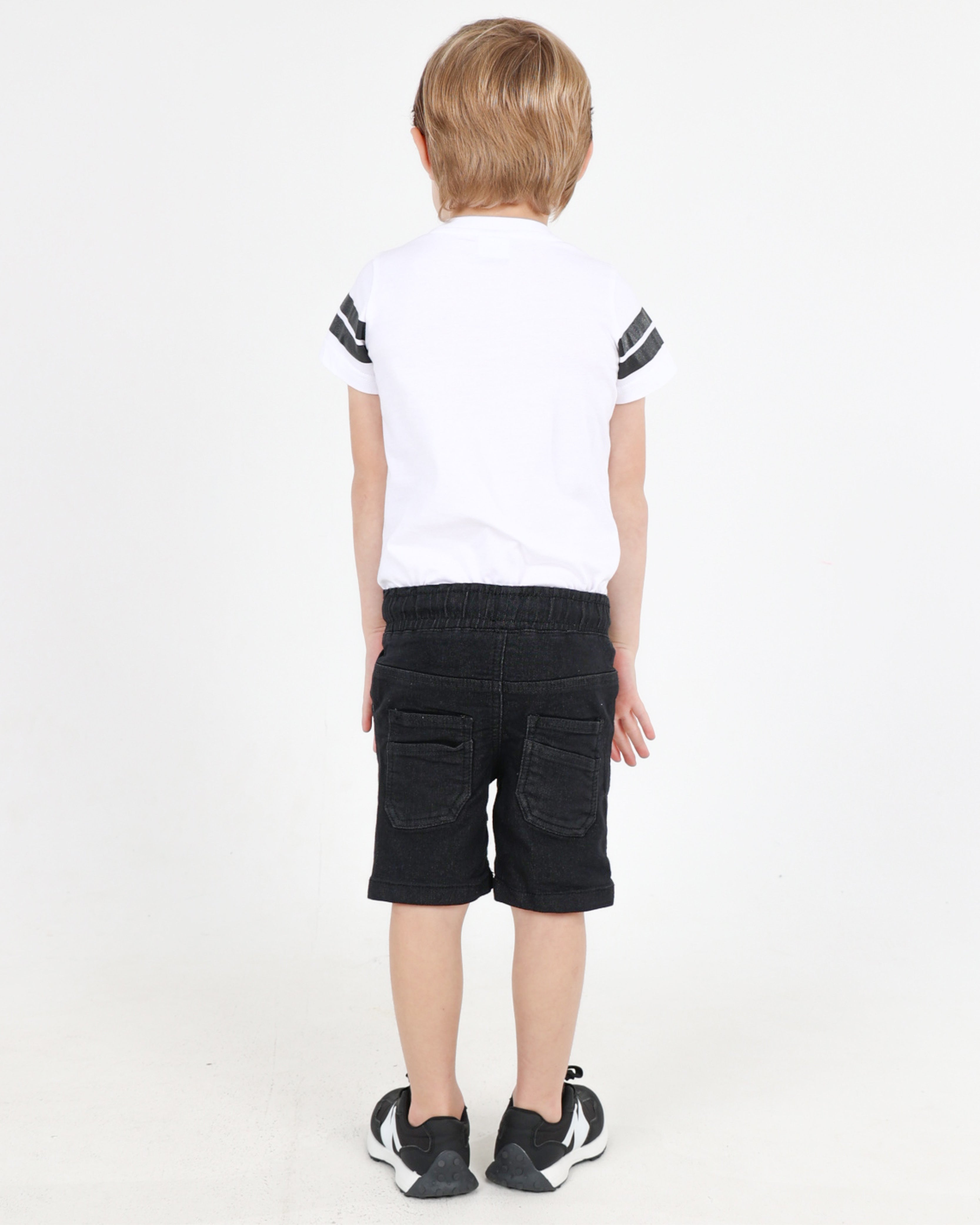 Black Soft Touch Slim Fit Denim Shorts