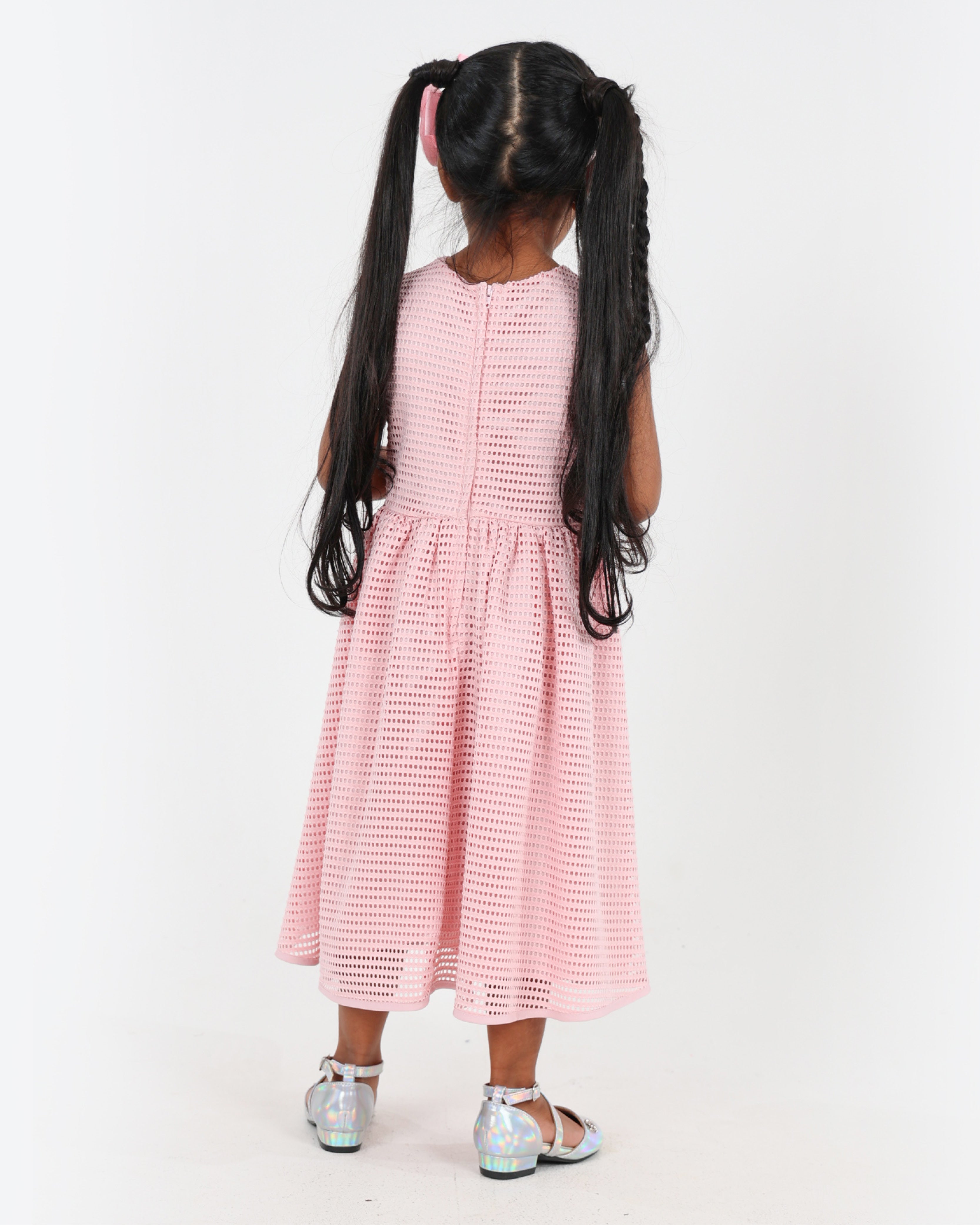 Sleeveless Eyelet Mesh Party Dress