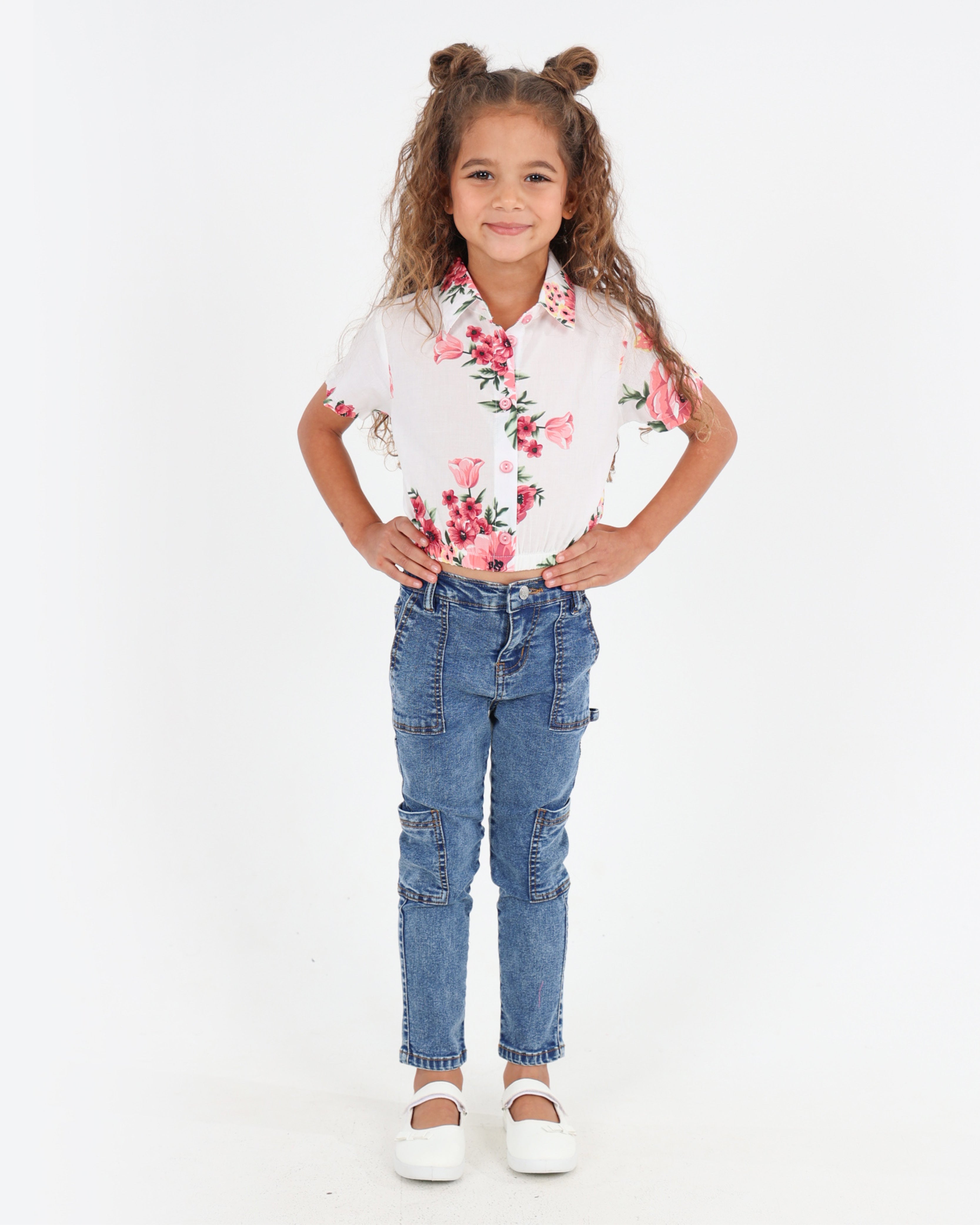 Short Sleeve Floral Print Elasticated Hem Shirt