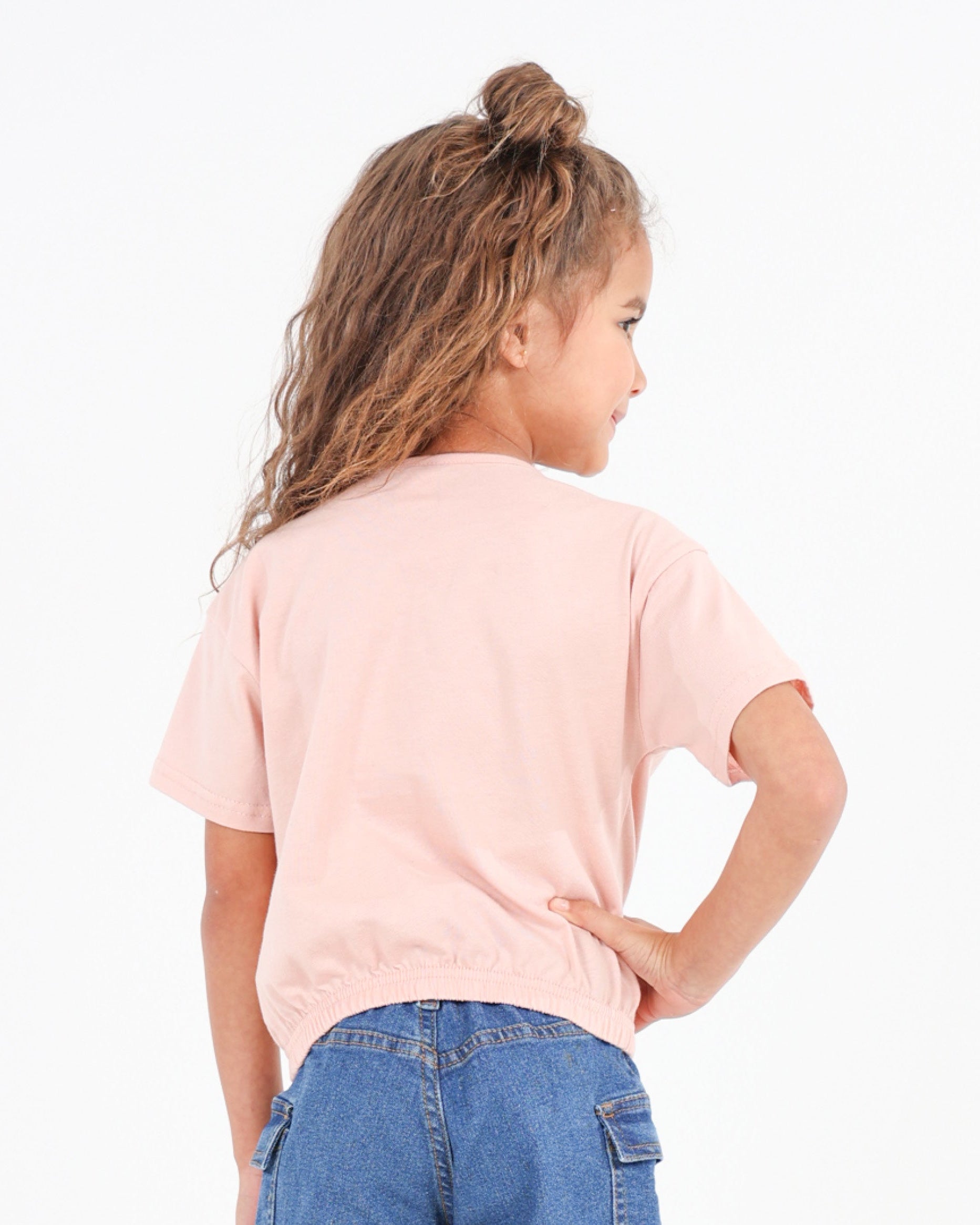 Short Sleeve Elasticated Hem Cat Graphic T-Shirt