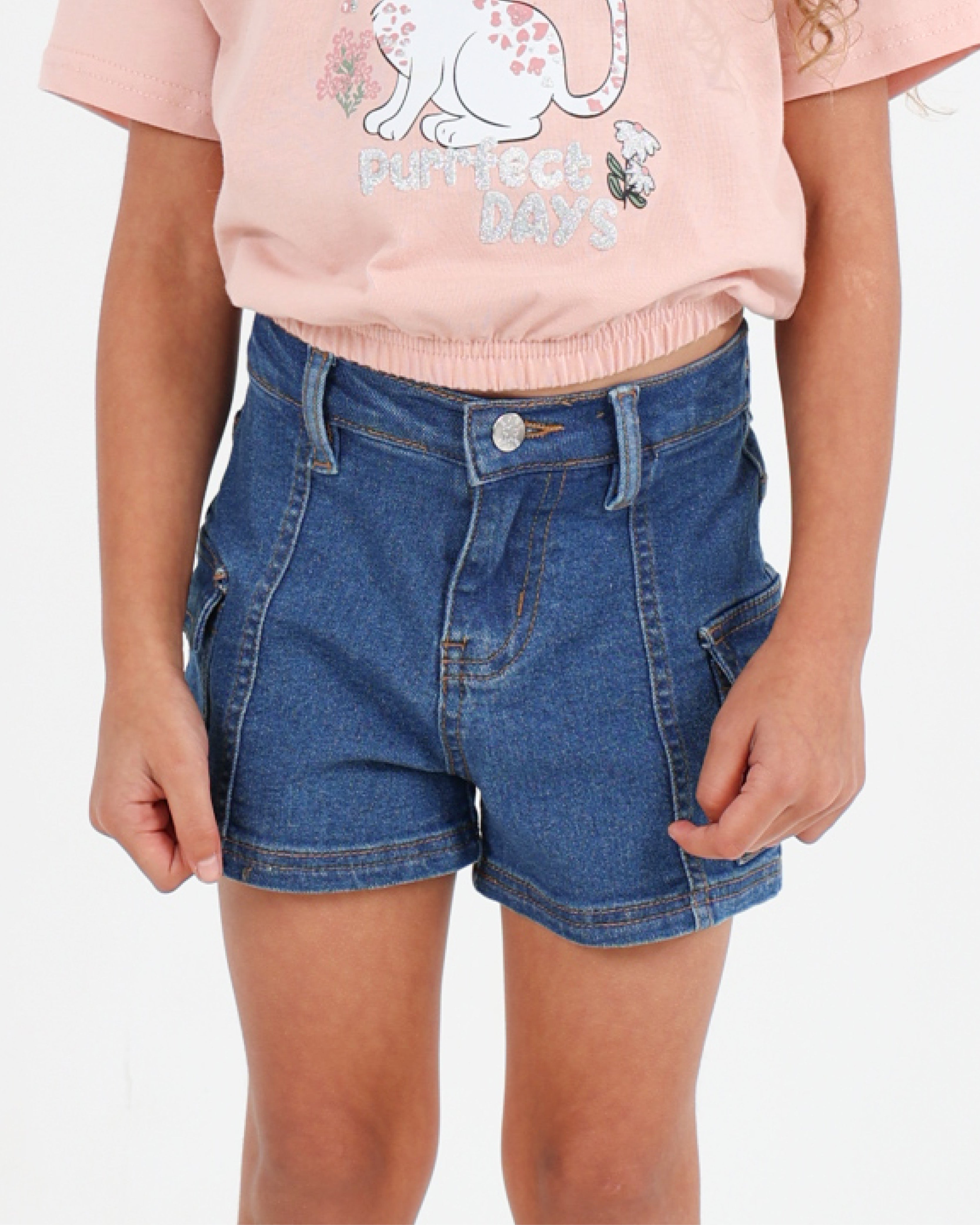 Indigo Denim Cargo Shorts