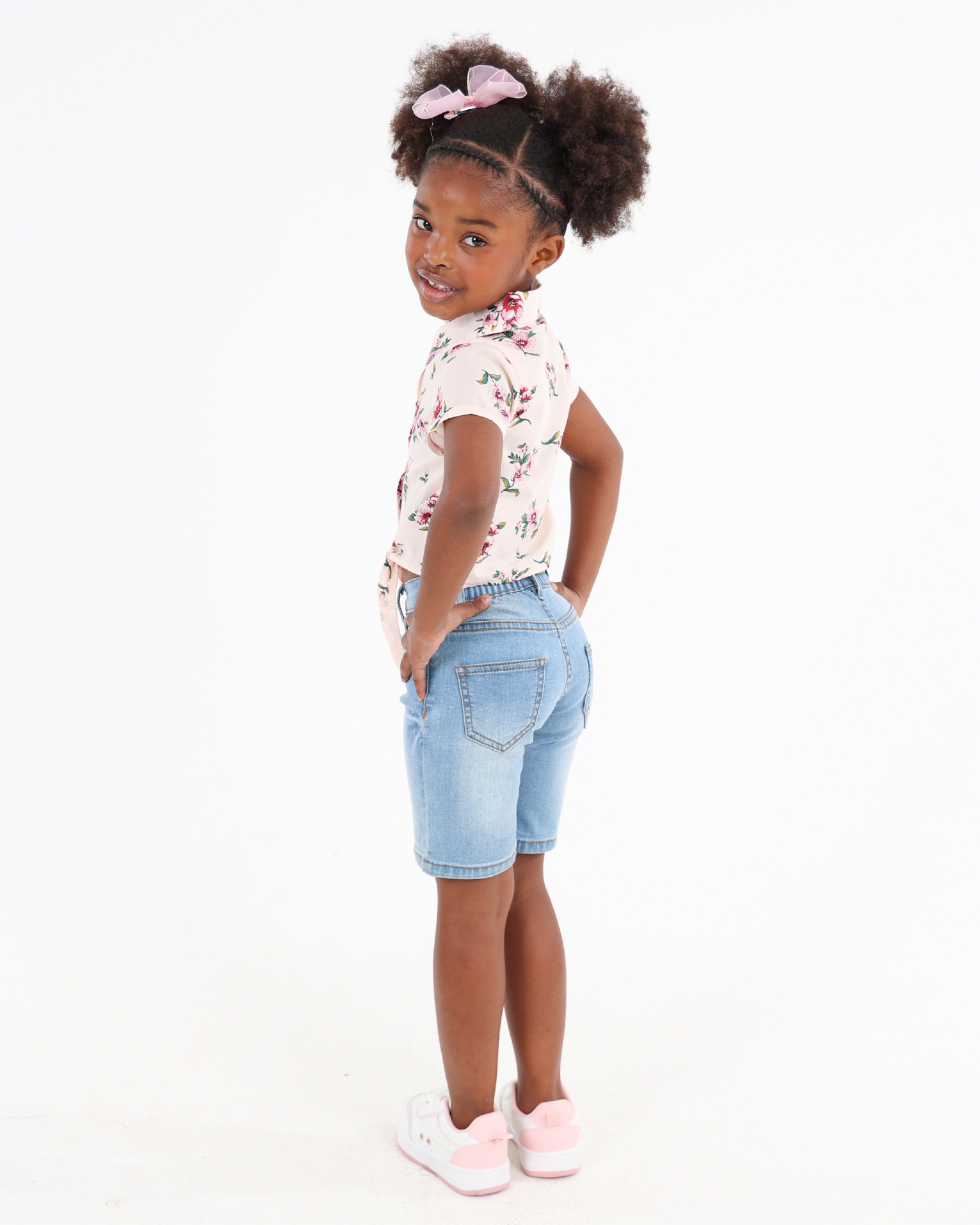 Short Sleeve Floral Button Up Tie Front Shirt