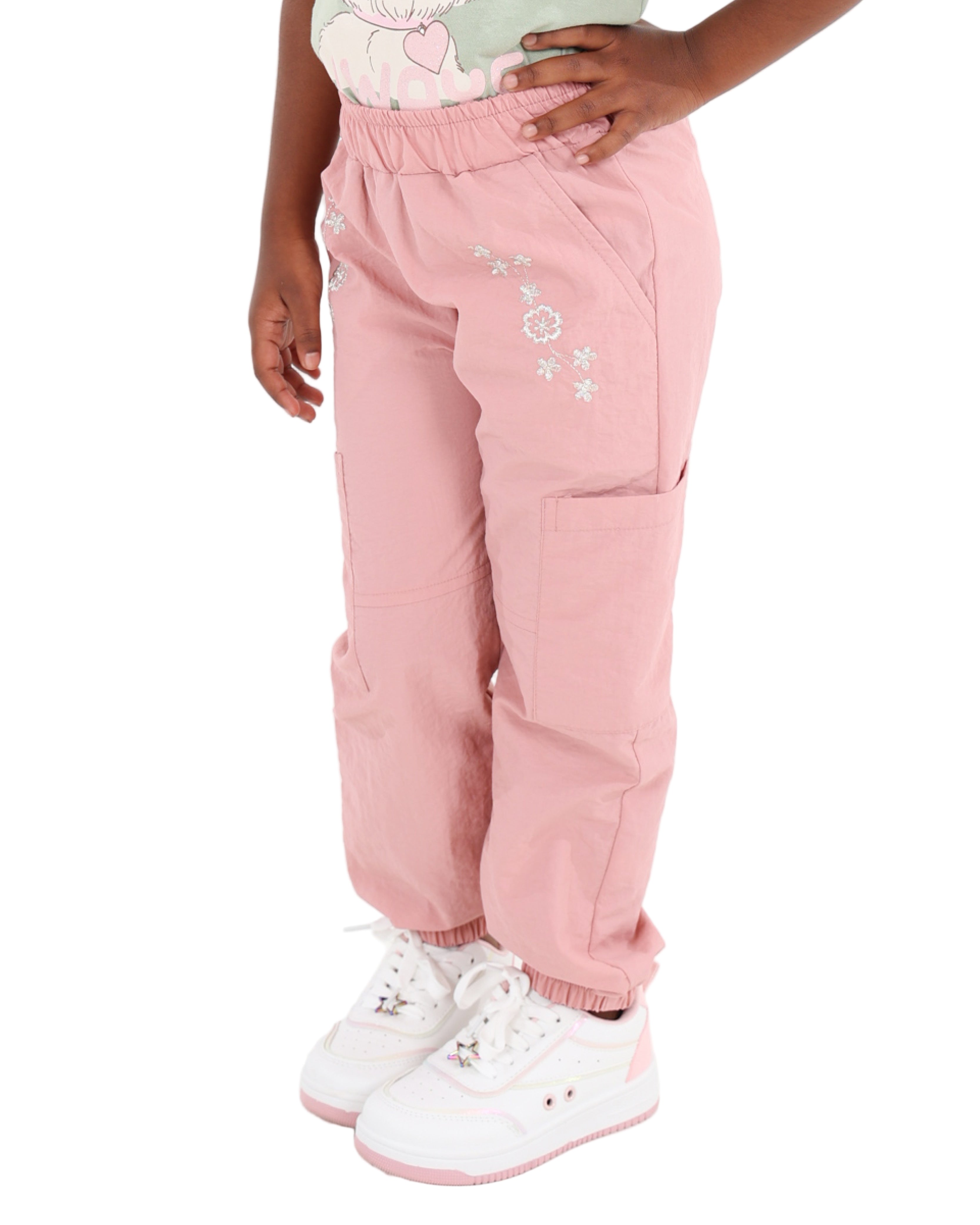 Floral Lurex Embriodered Parachute Jogger