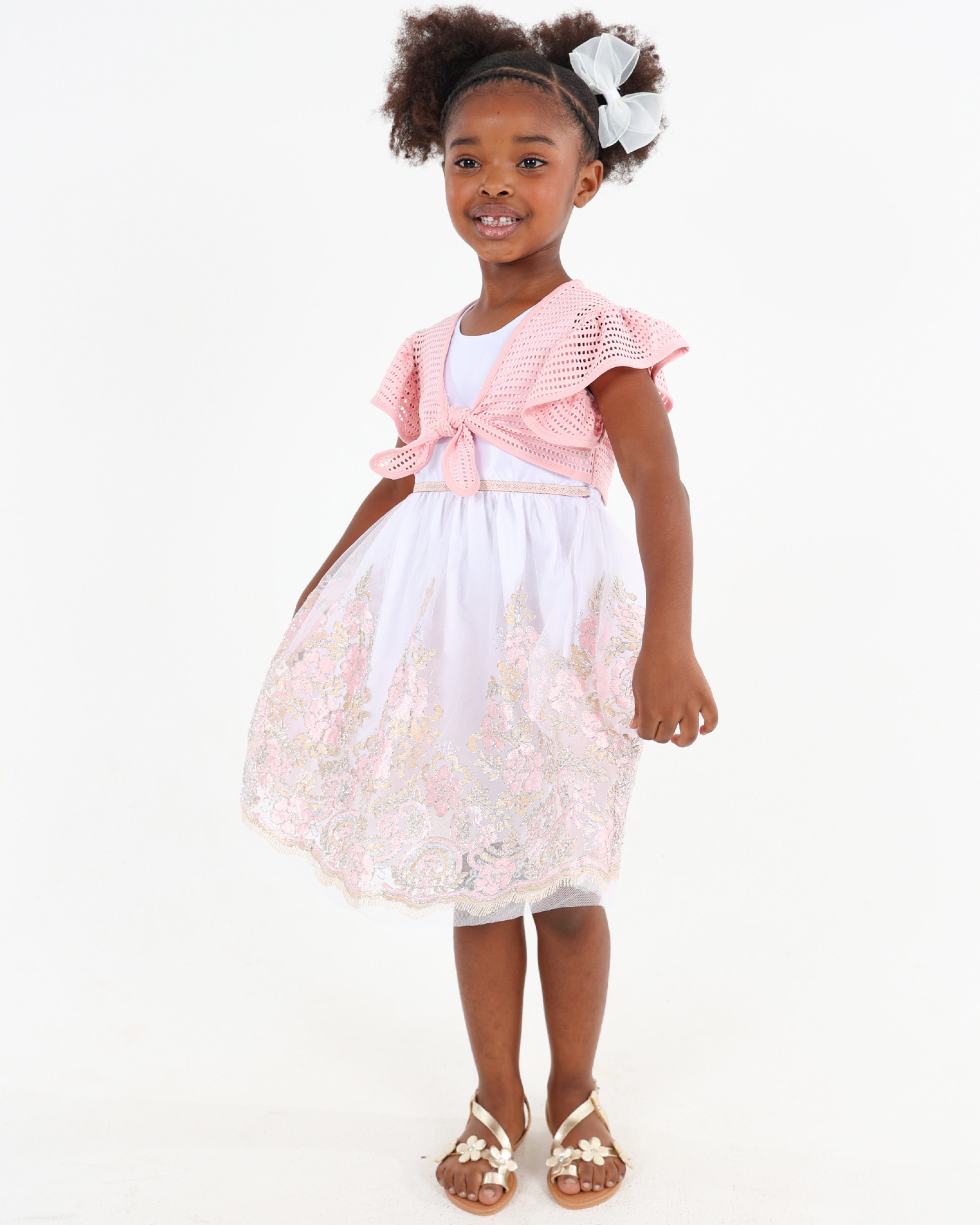 Sleeveless Embroidered Party Dress with Bolero Jacket