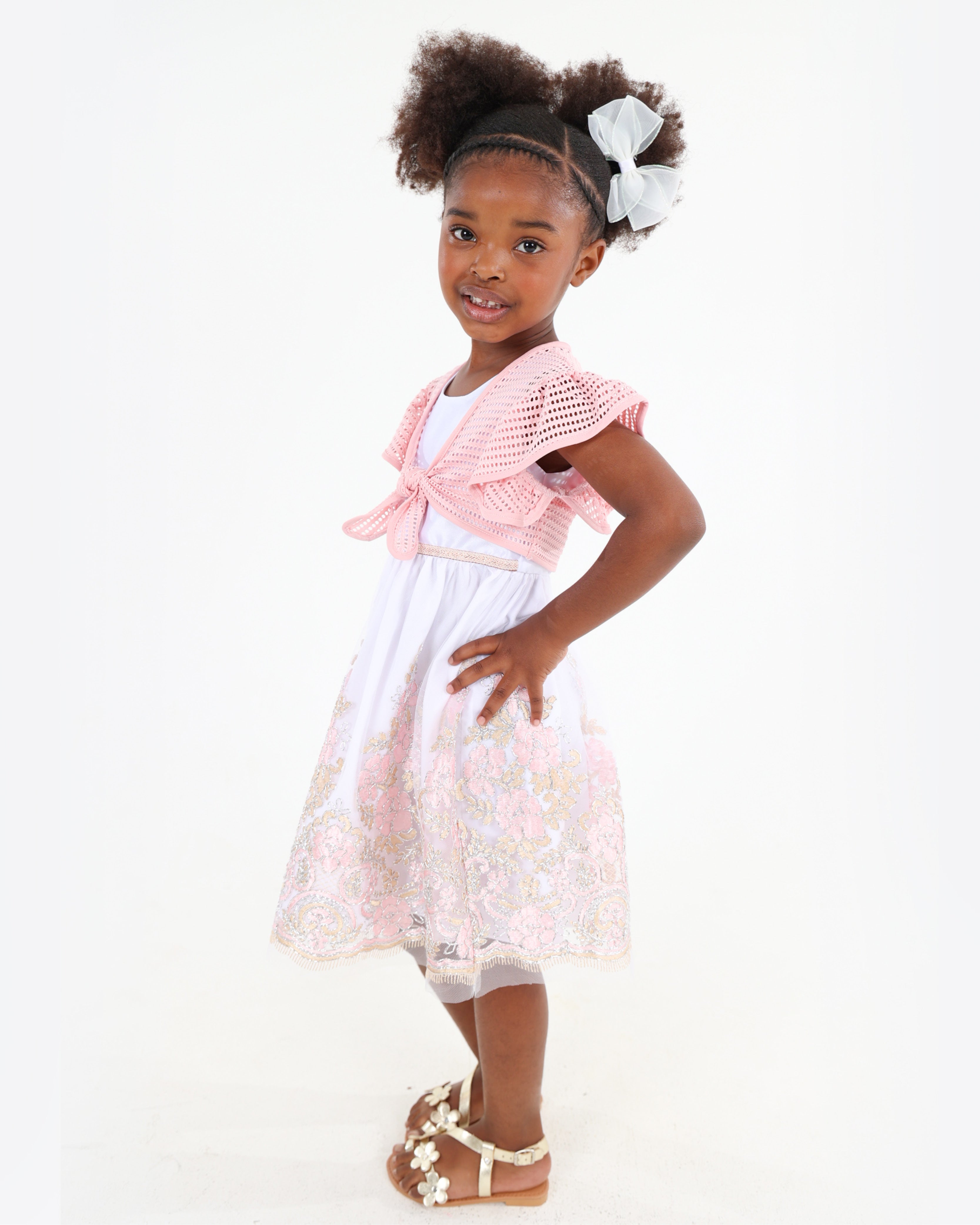 Sleeveless Embroidered Party Dress with Bolero Jacket