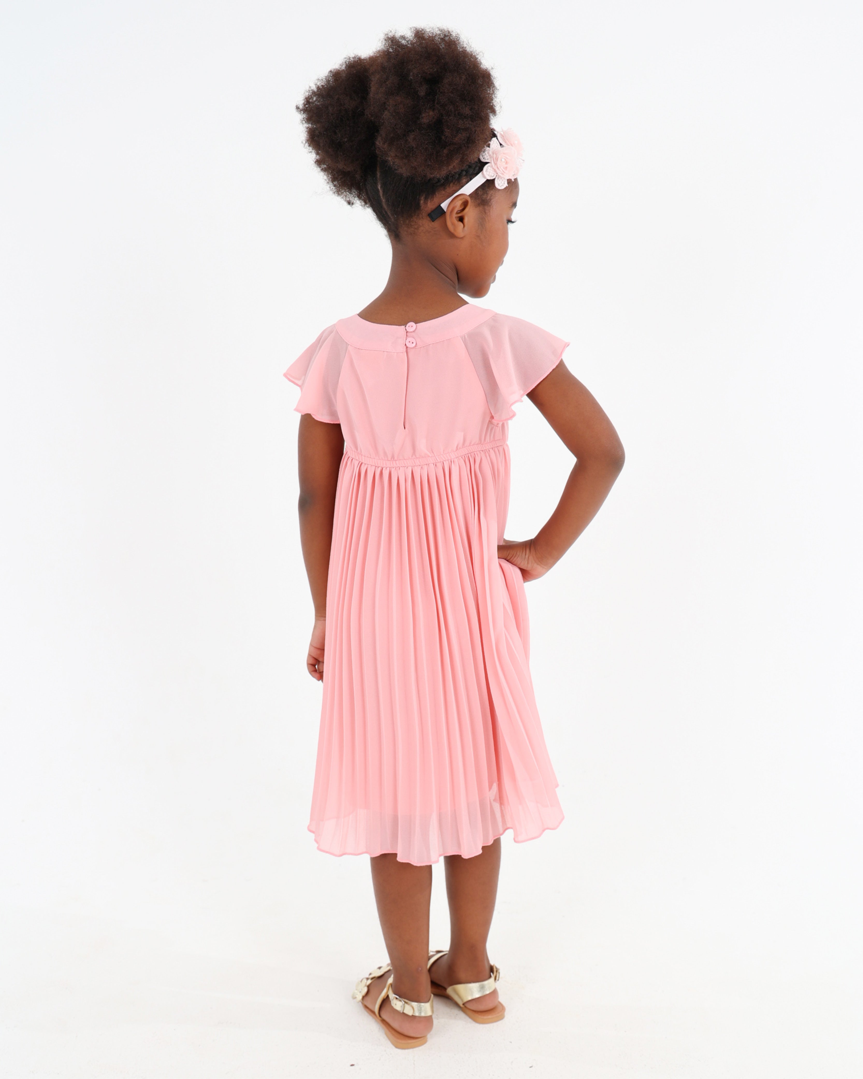 Flutter Sleeve Pleated Party Dress