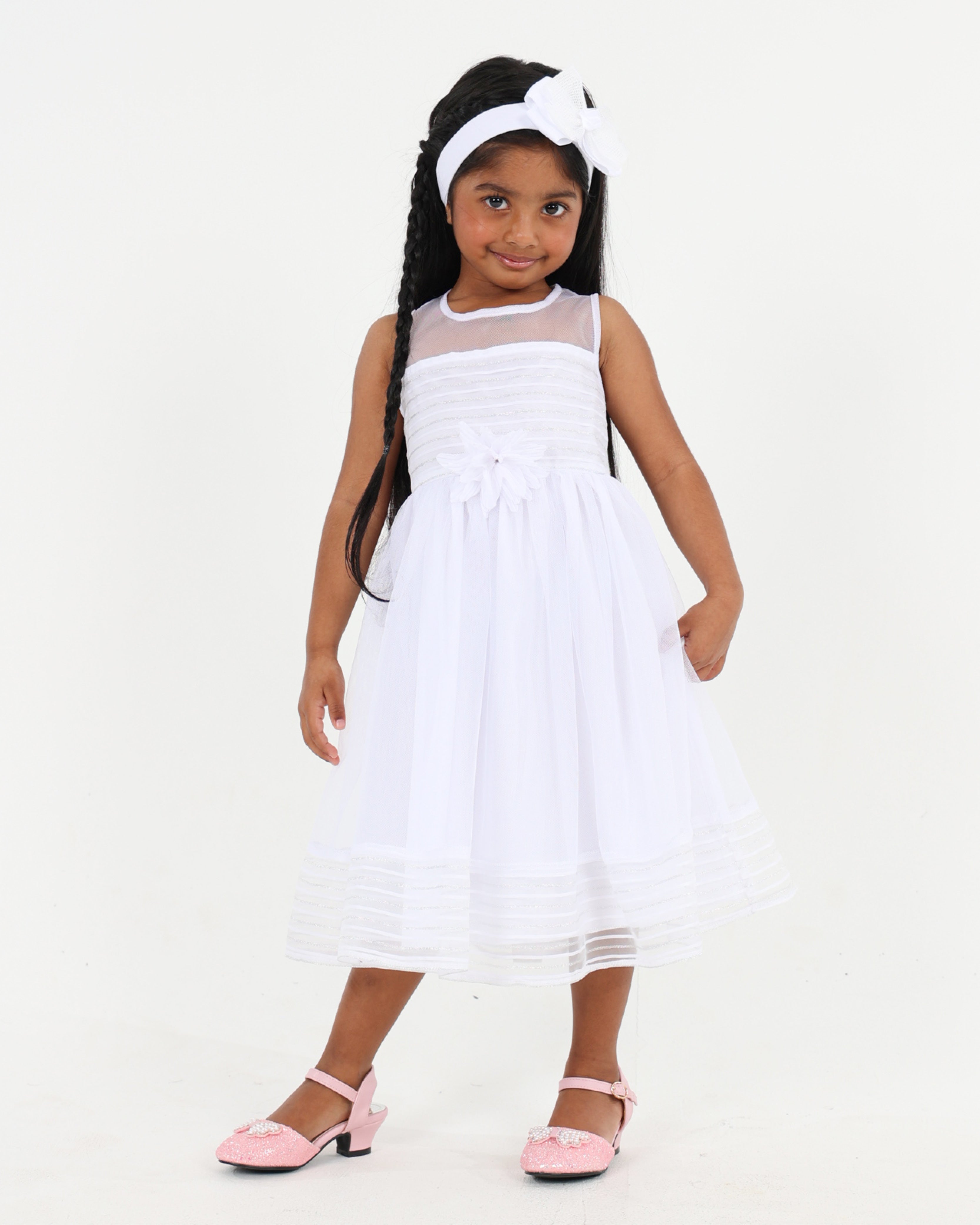 Sleeveless Stripe Organza Party Dress