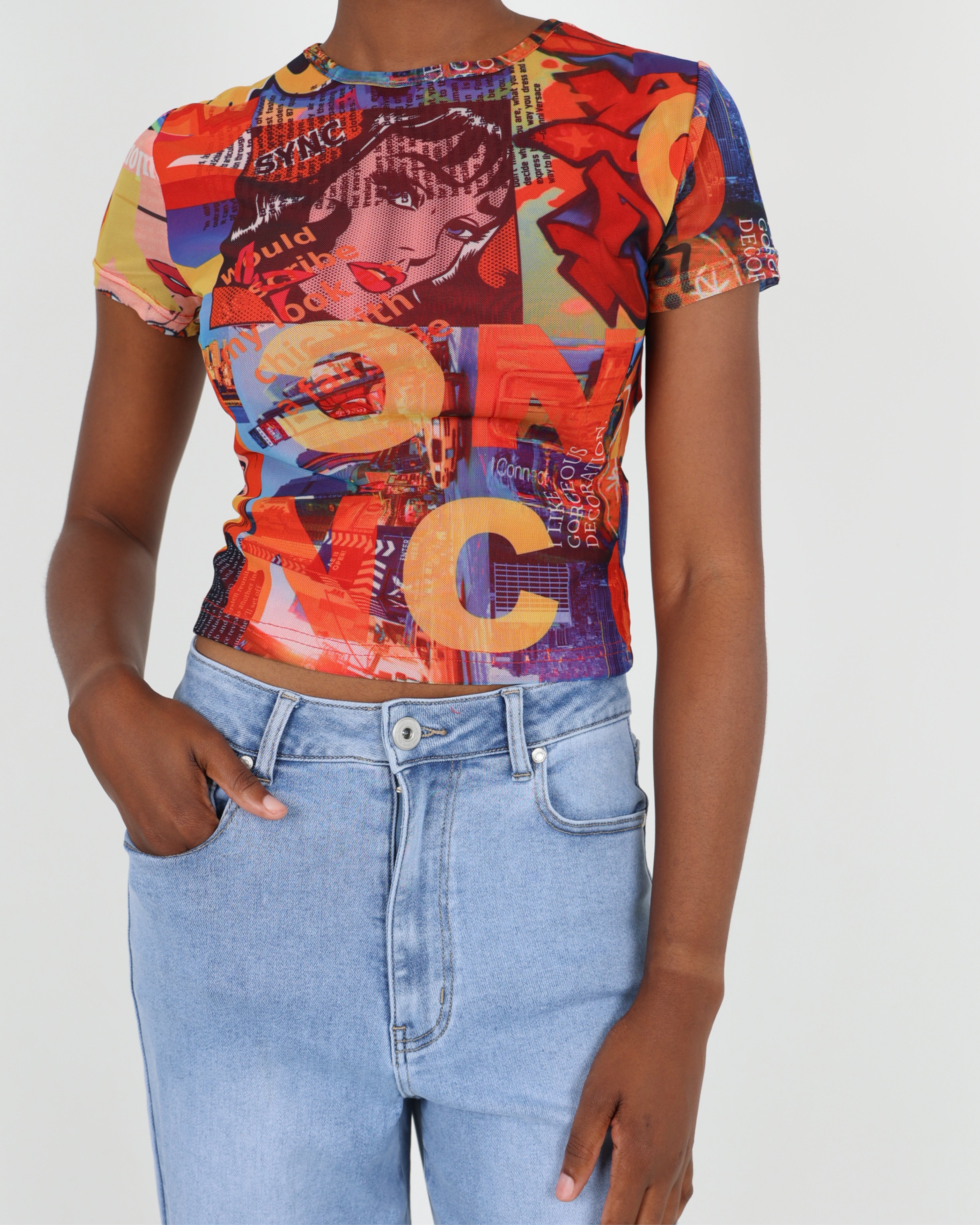 Short Sleeve Mesh Crop Top