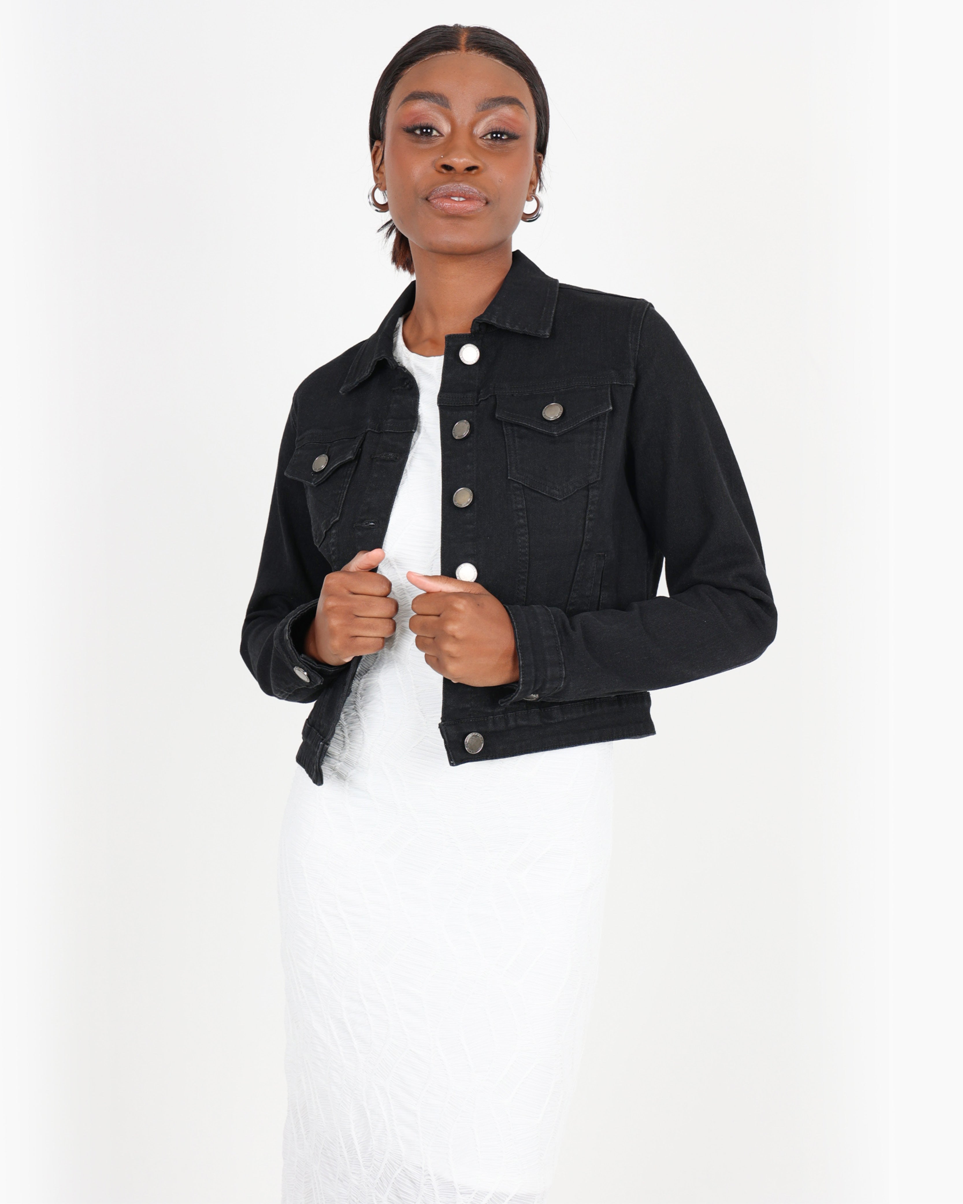 Black Stretch Denim Jacket